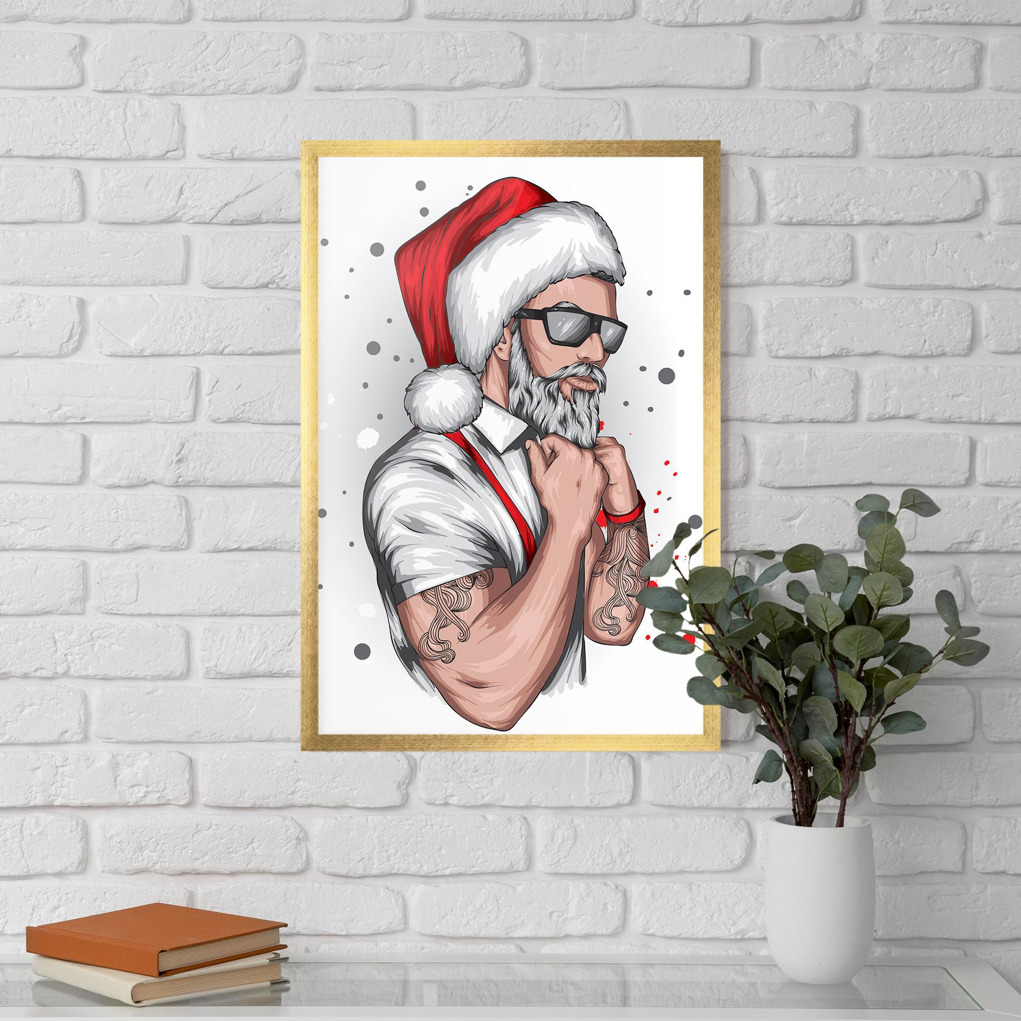 Keretezett Poszter Tattoo Santa mockup 5