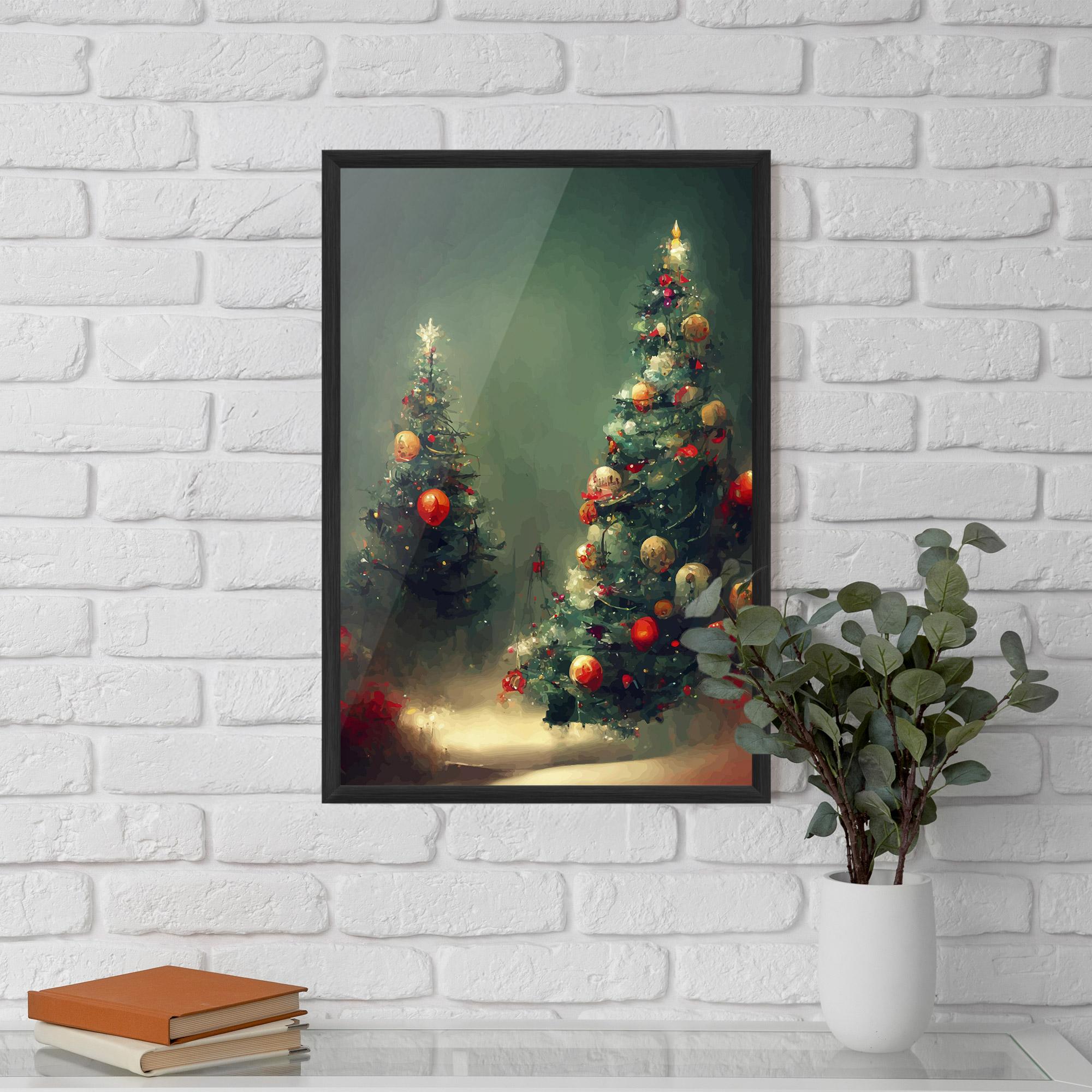 Keretezett Poszter Snow Trees With Lights mockup 5