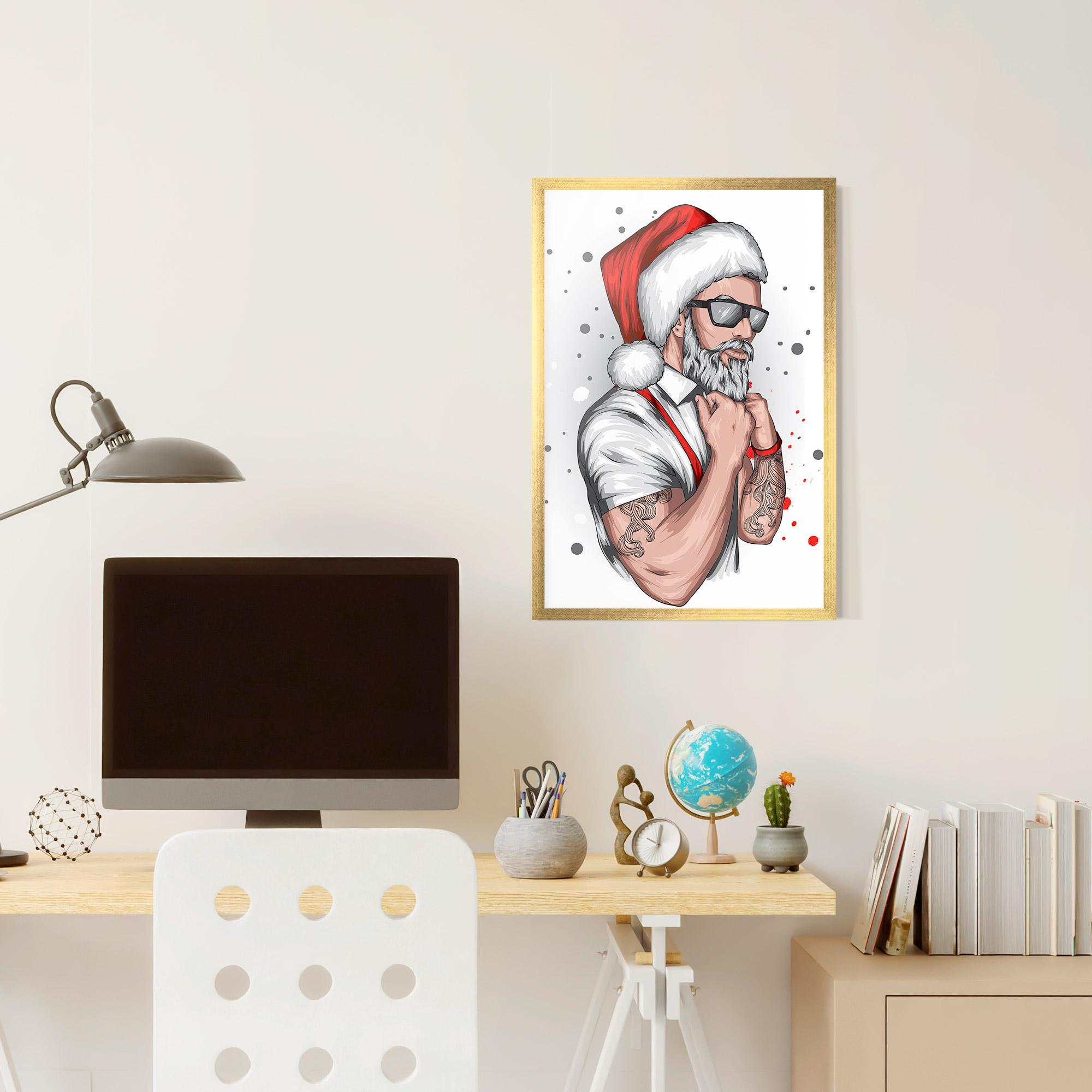 Keretezett Poszter Tattoo Santa mockup 6