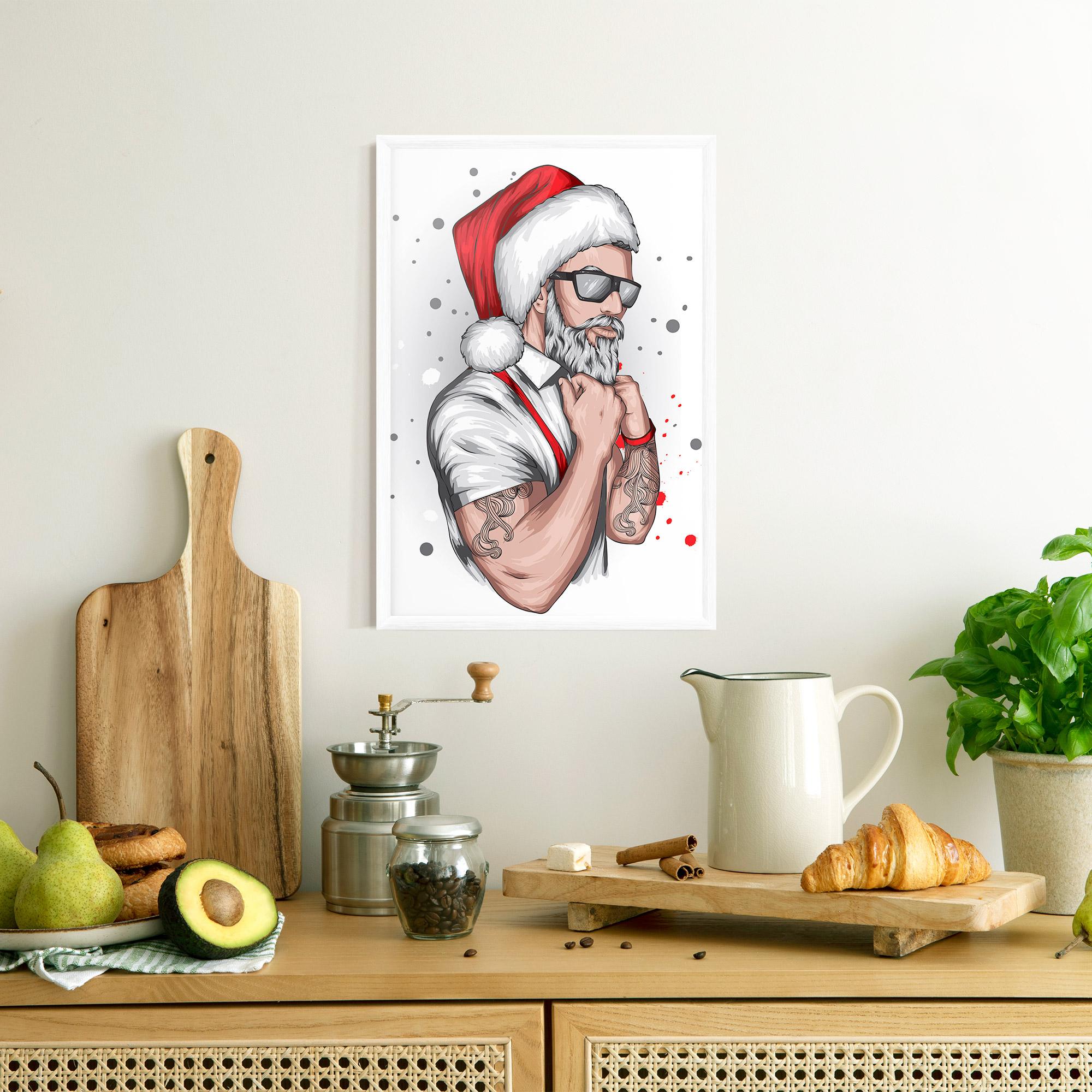 Keretezett Poszter Tattoo Santa mockup 8