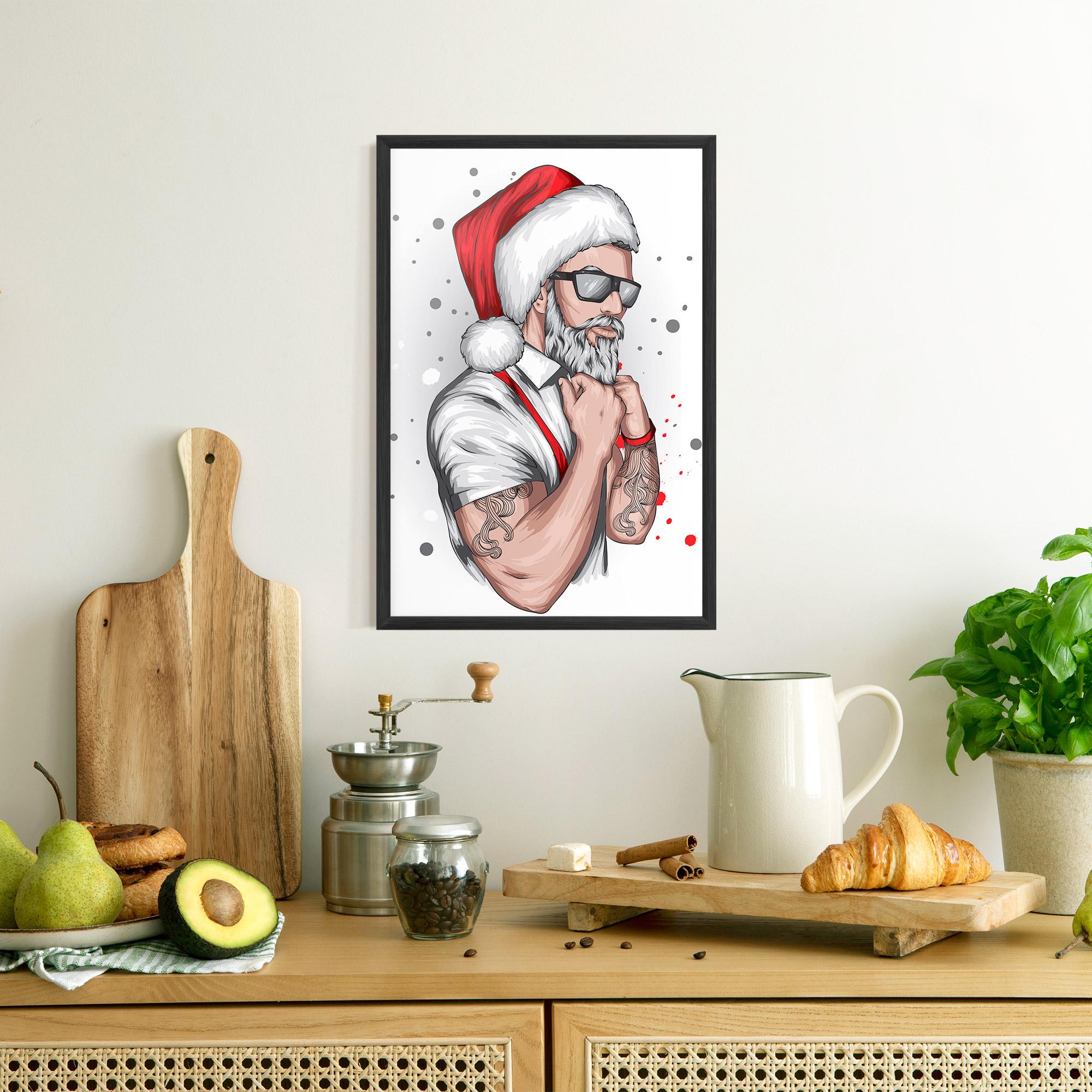 Keretezett Poszter Tattoo Santa mockup 8