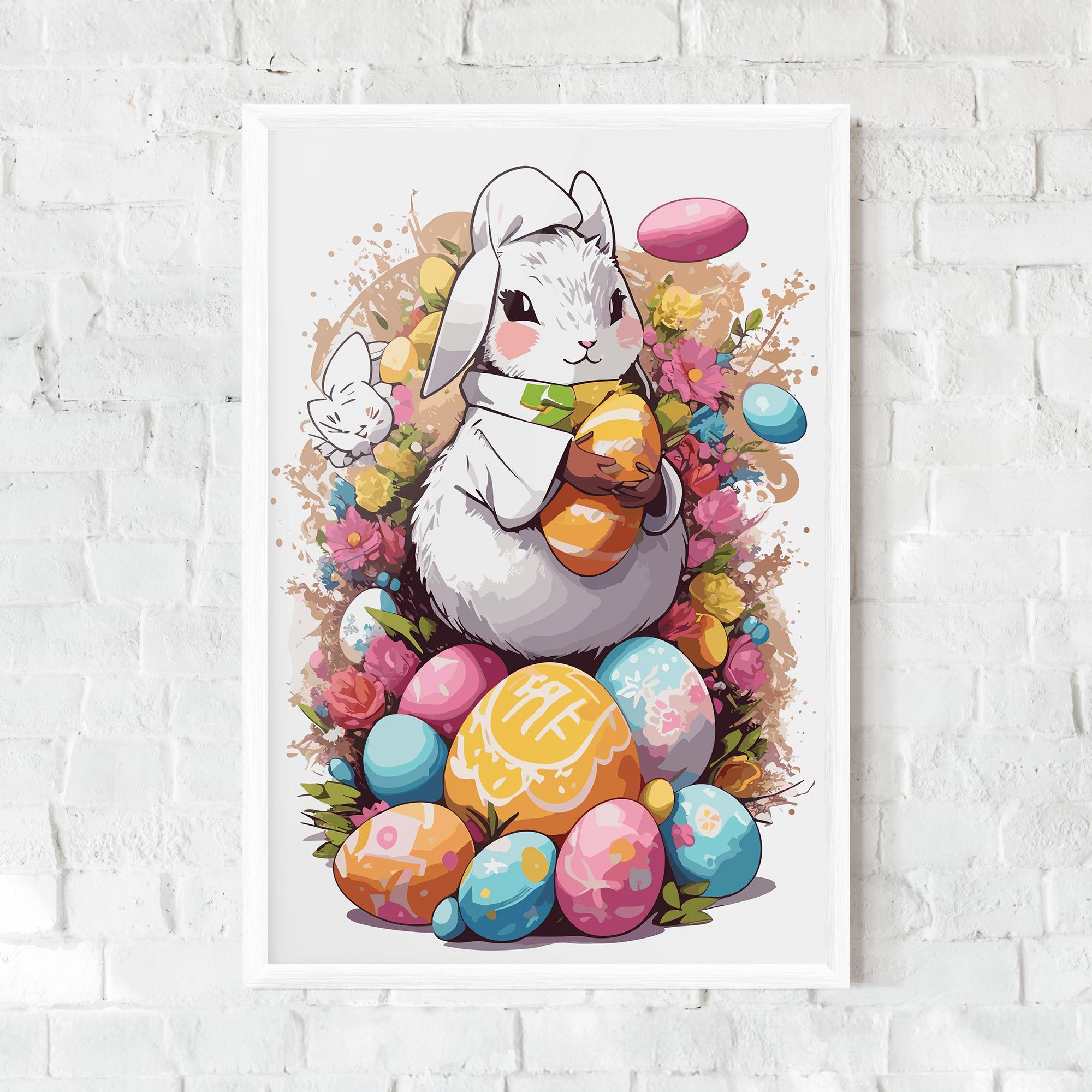 Keretezett Poszter White Easter Bunny mockup 0