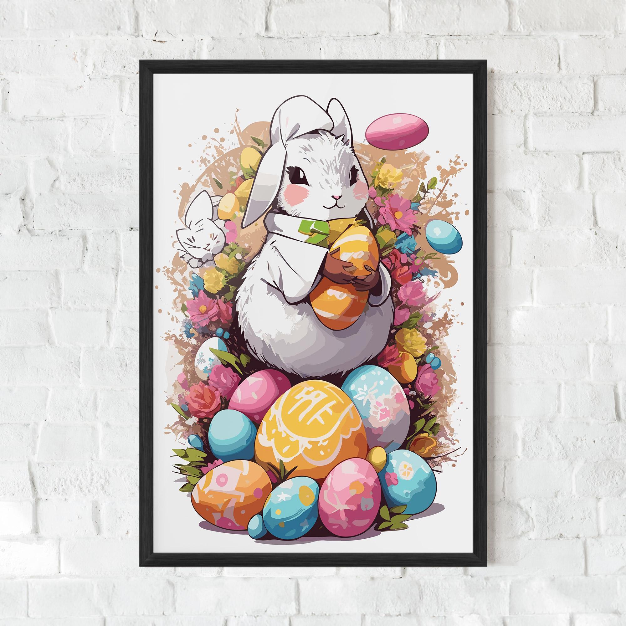 Keretezett Poszter White Easter Bunny mockup 0