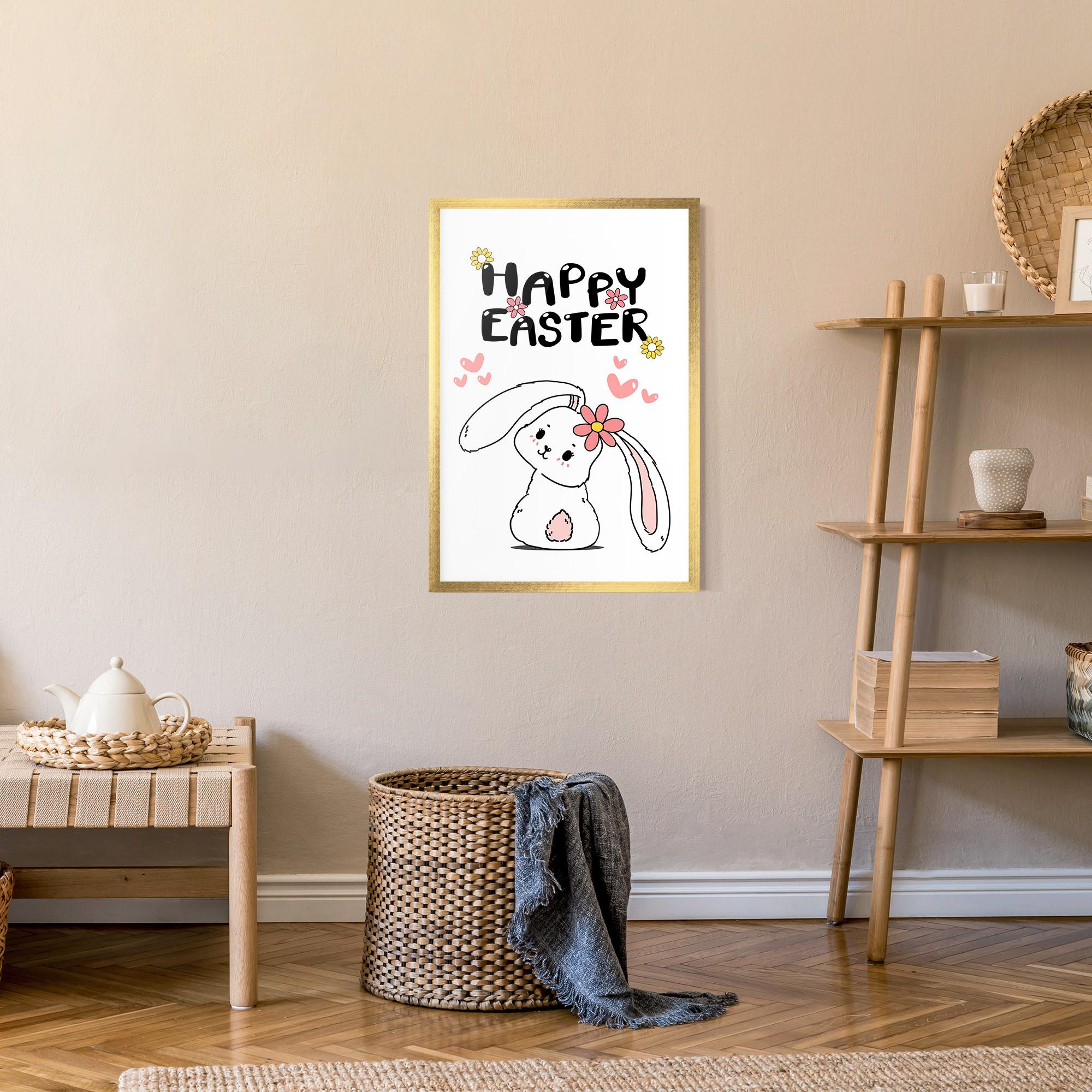 Keretezett Poszter Cute Spring Bunny mockup 9