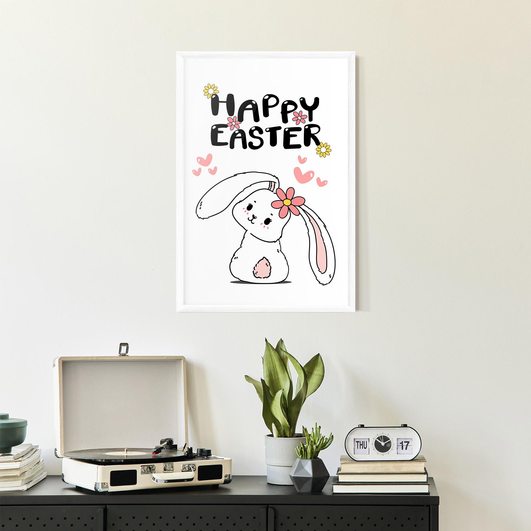 Keretezett Poszter Cute Spring Bunny mockup 2