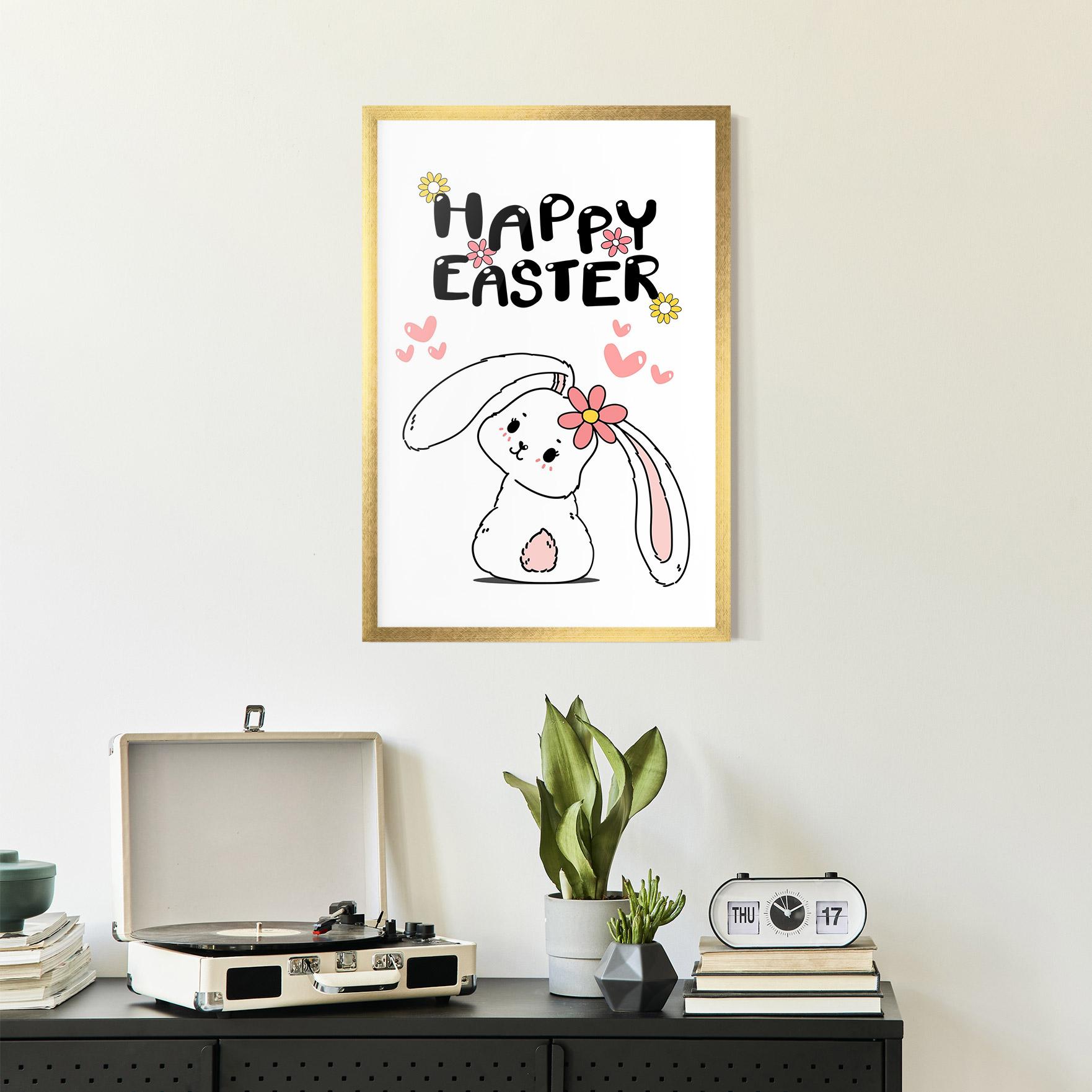 Keretezett Poszter Cute Spring Bunny mockup 2
