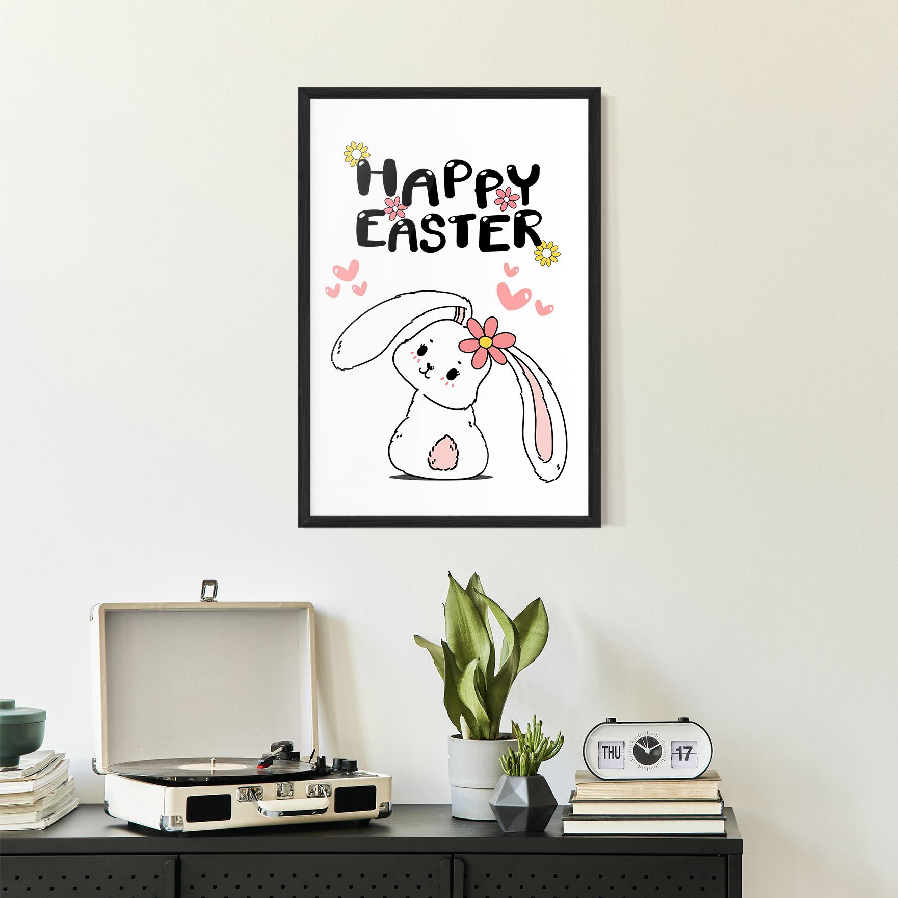 Keretezett Poszter Cute Spring Bunny mockup 2