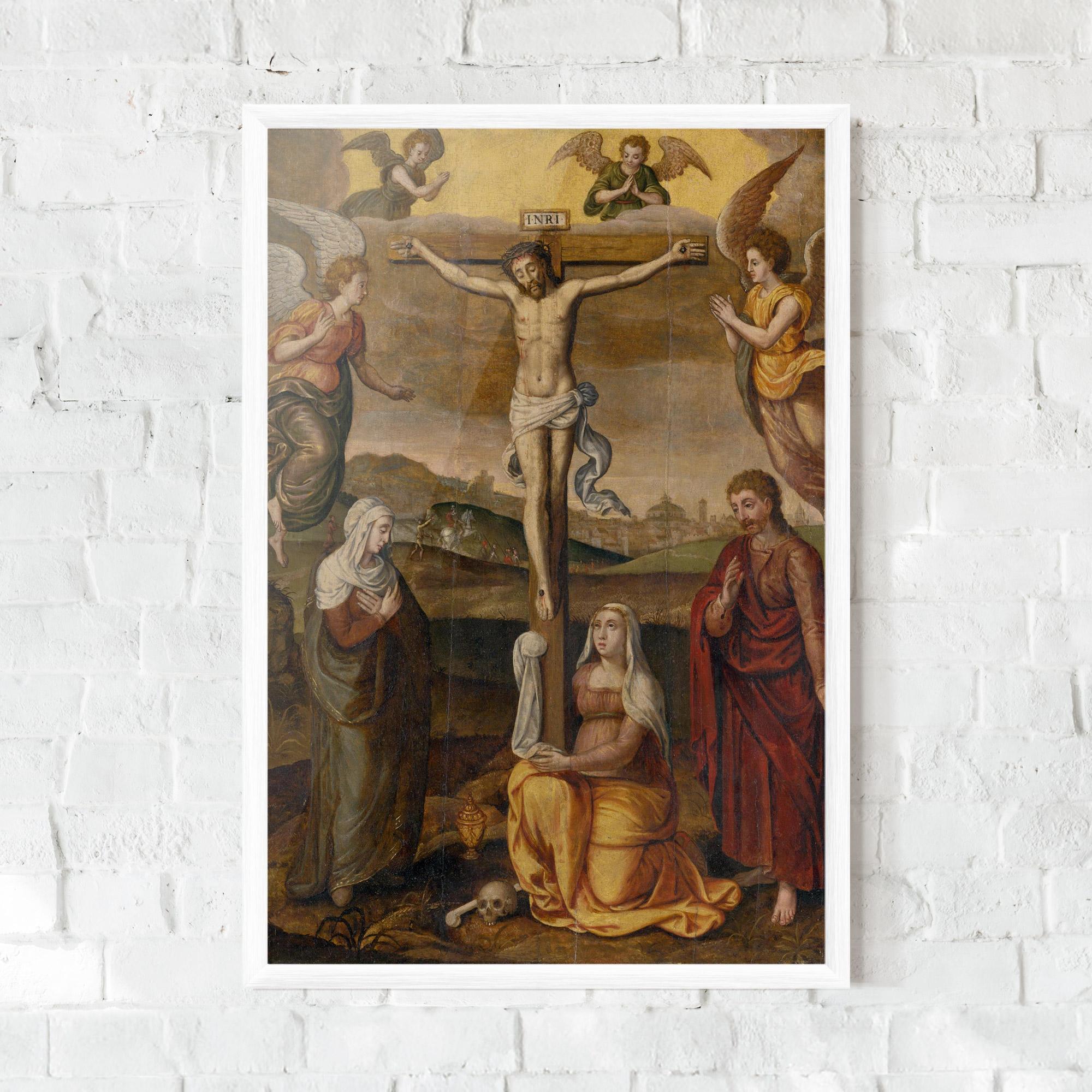 Keretezett Poszter Holding Cross Jesus mockup 0