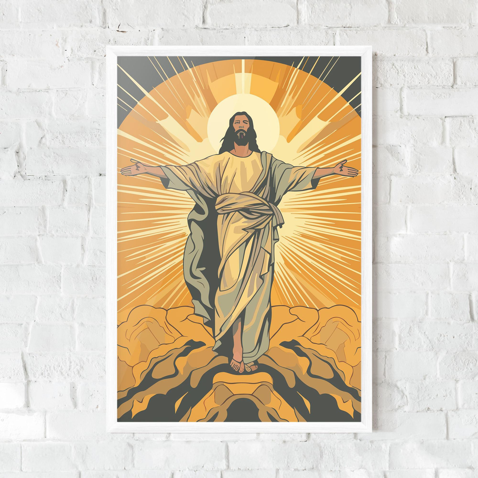 Keretezett Poszter Sunset Jesus mockup 0
