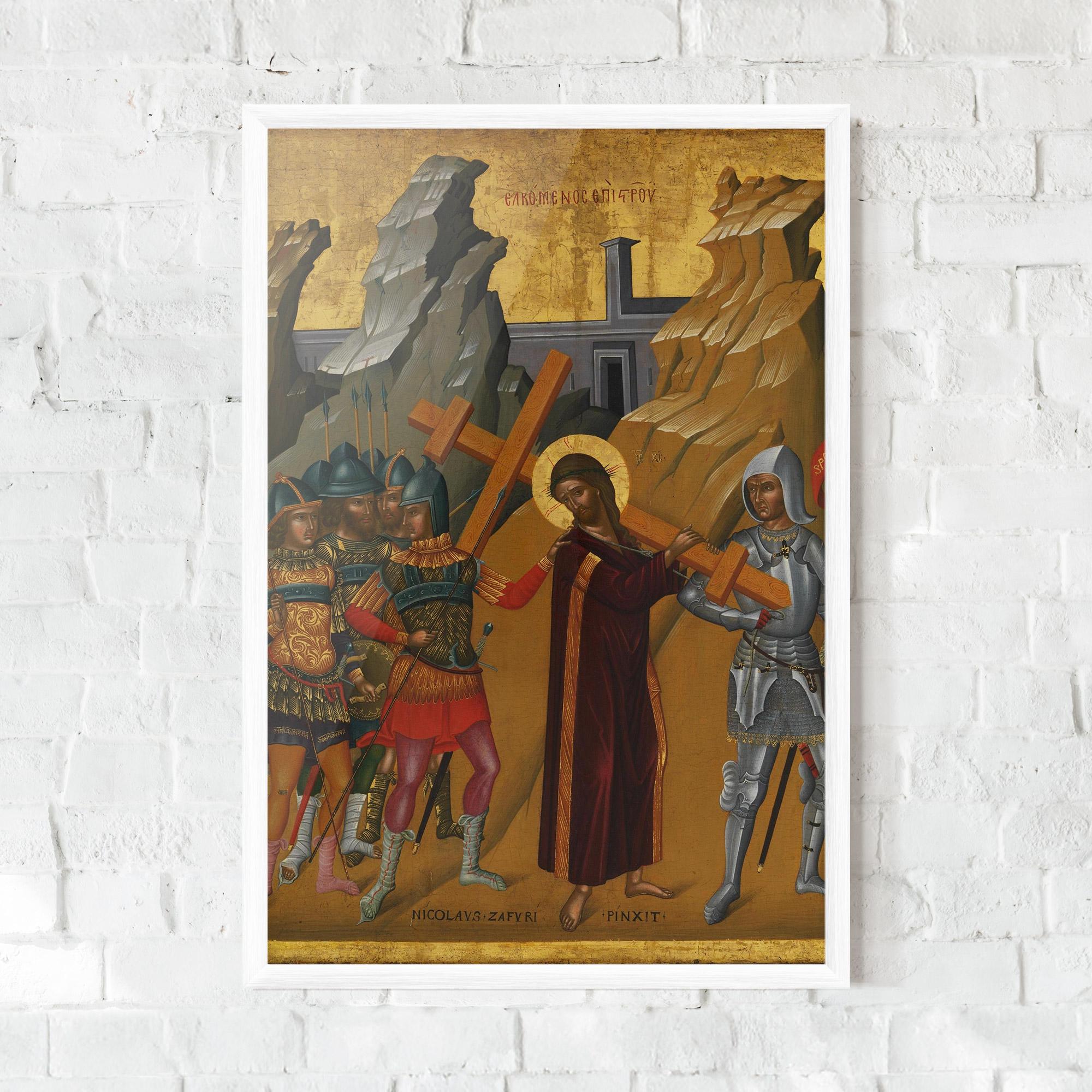 Keretezett Poszter Walking With Cross mockup 0