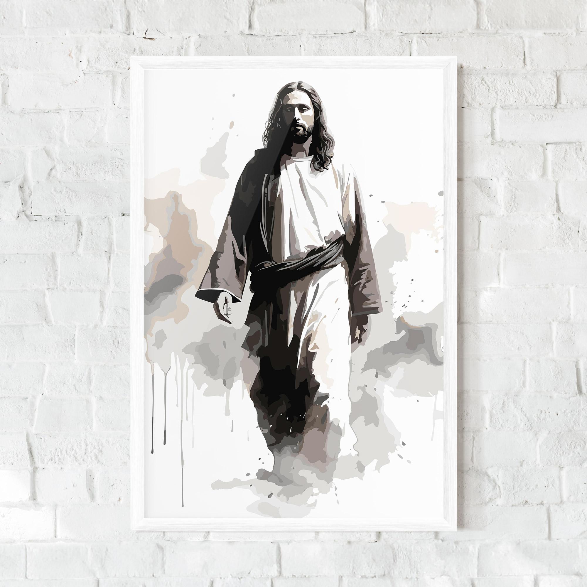 Keretezett Poszter Watercolor Jesus mockup 0