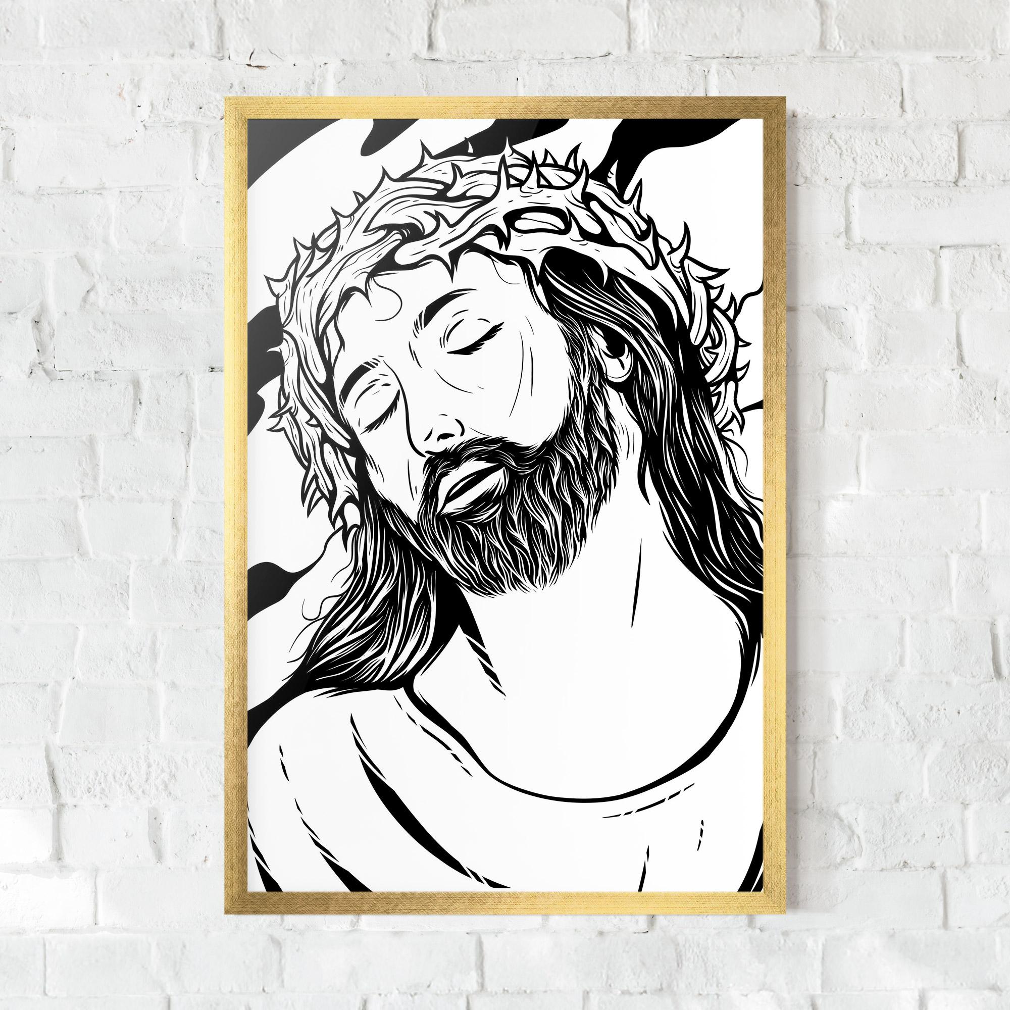 Keretezett Poszter Black White Jesus mockup 0