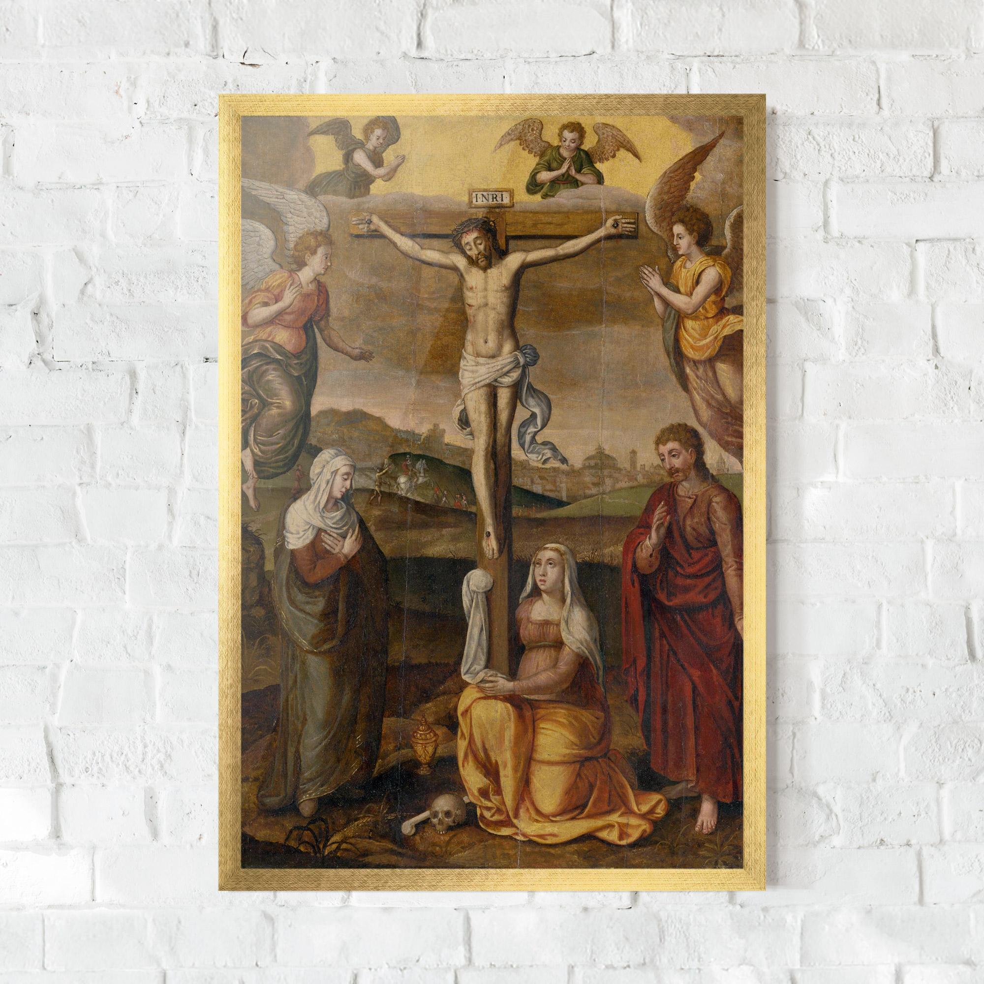 Keretezett Poszter Holding Cross Jesus mockup 0
