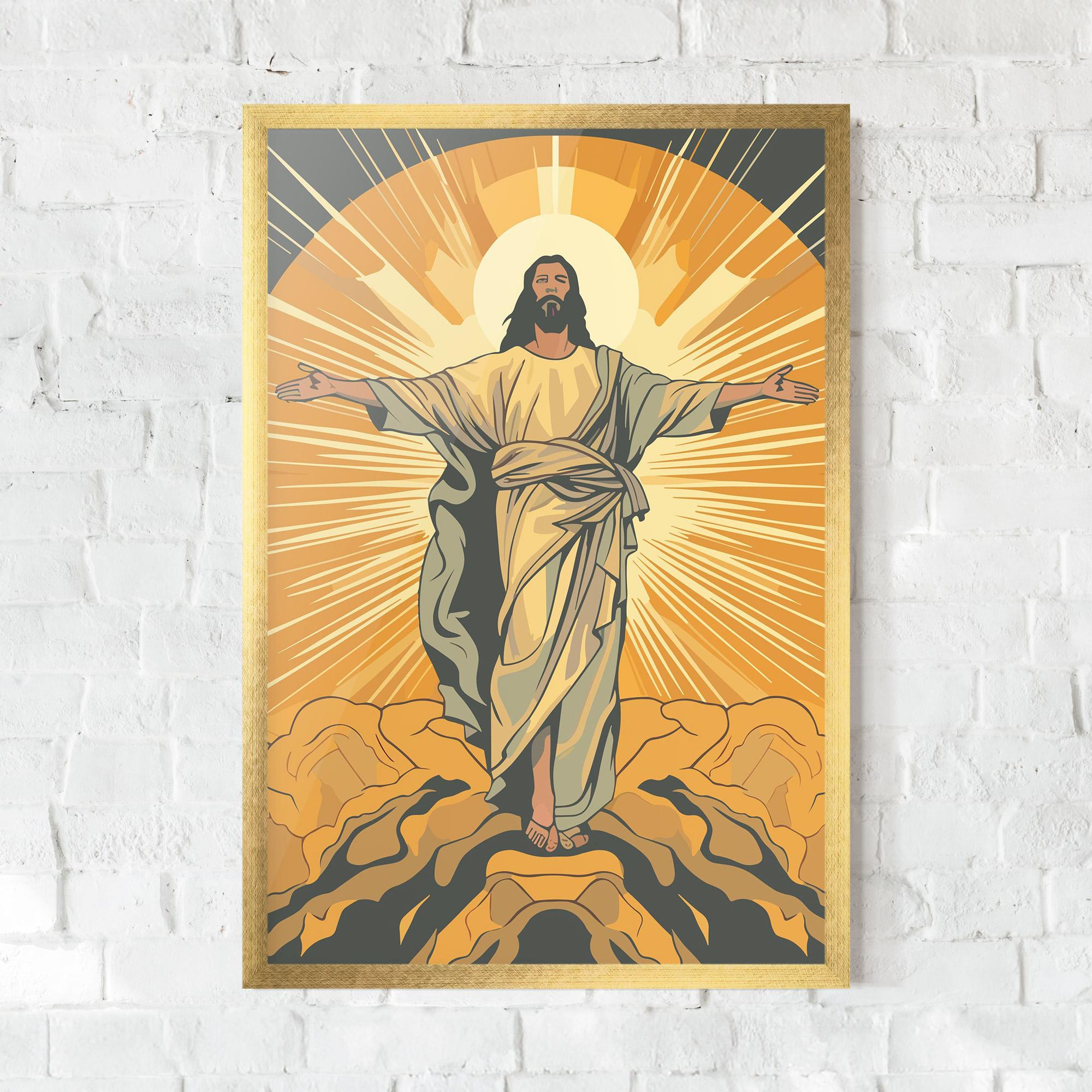 Keretezett Poszter Sunset Jesus mockup 0
