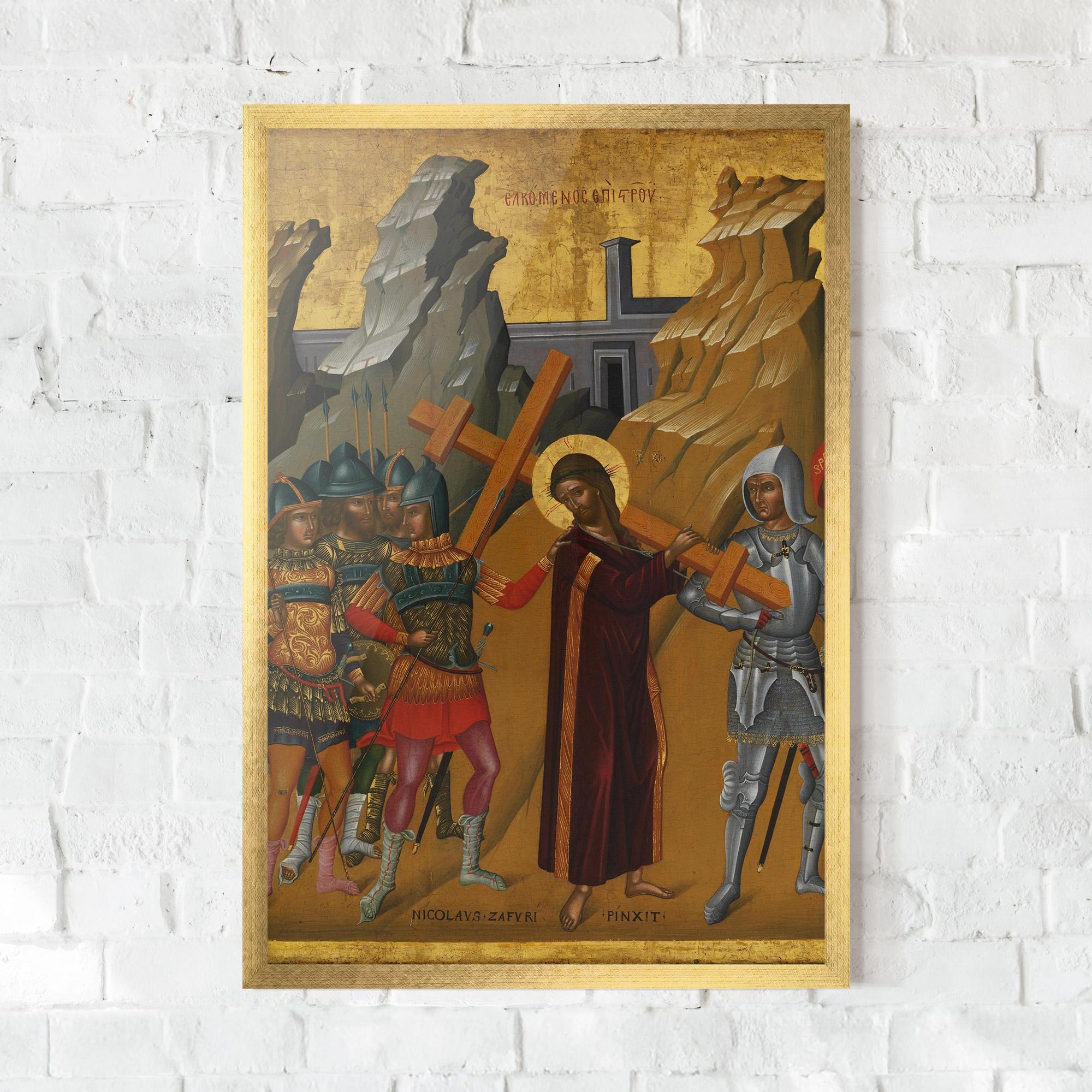 Keretezett Poszter Walking With Cross mockup 0