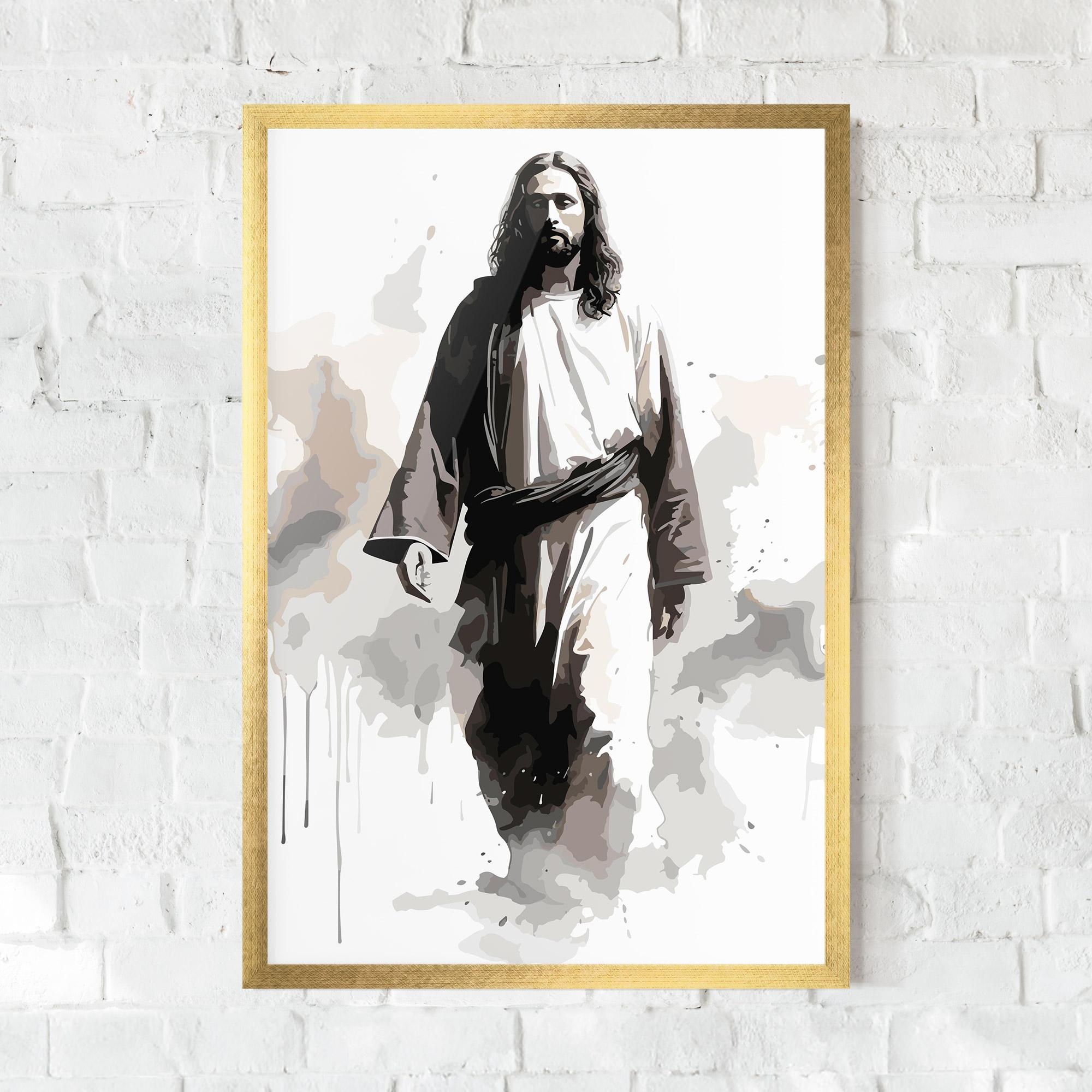 Keretezett Poszter Watercolor Jesus mockup 0