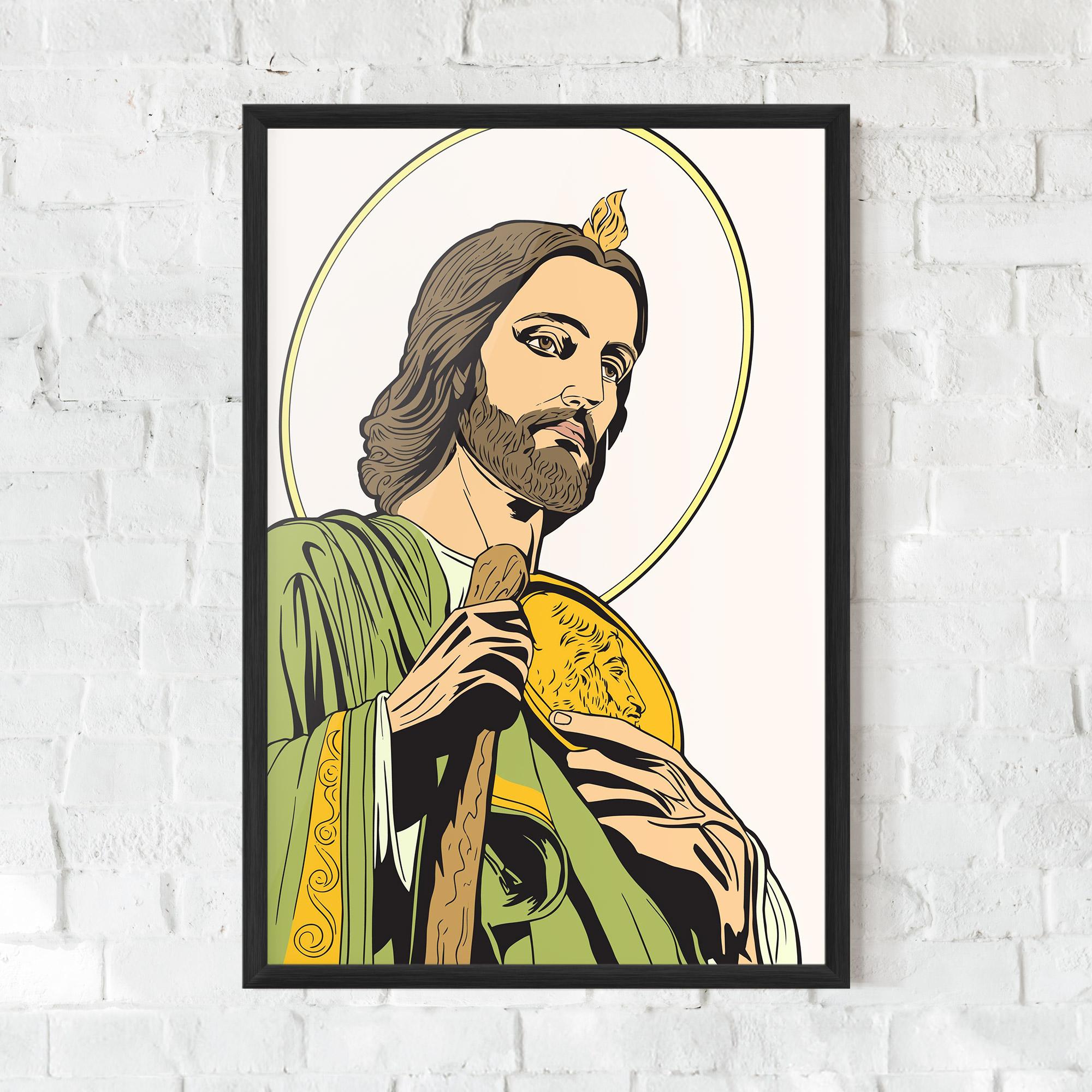 Keretezett Poszter Green Jesus mockup 0