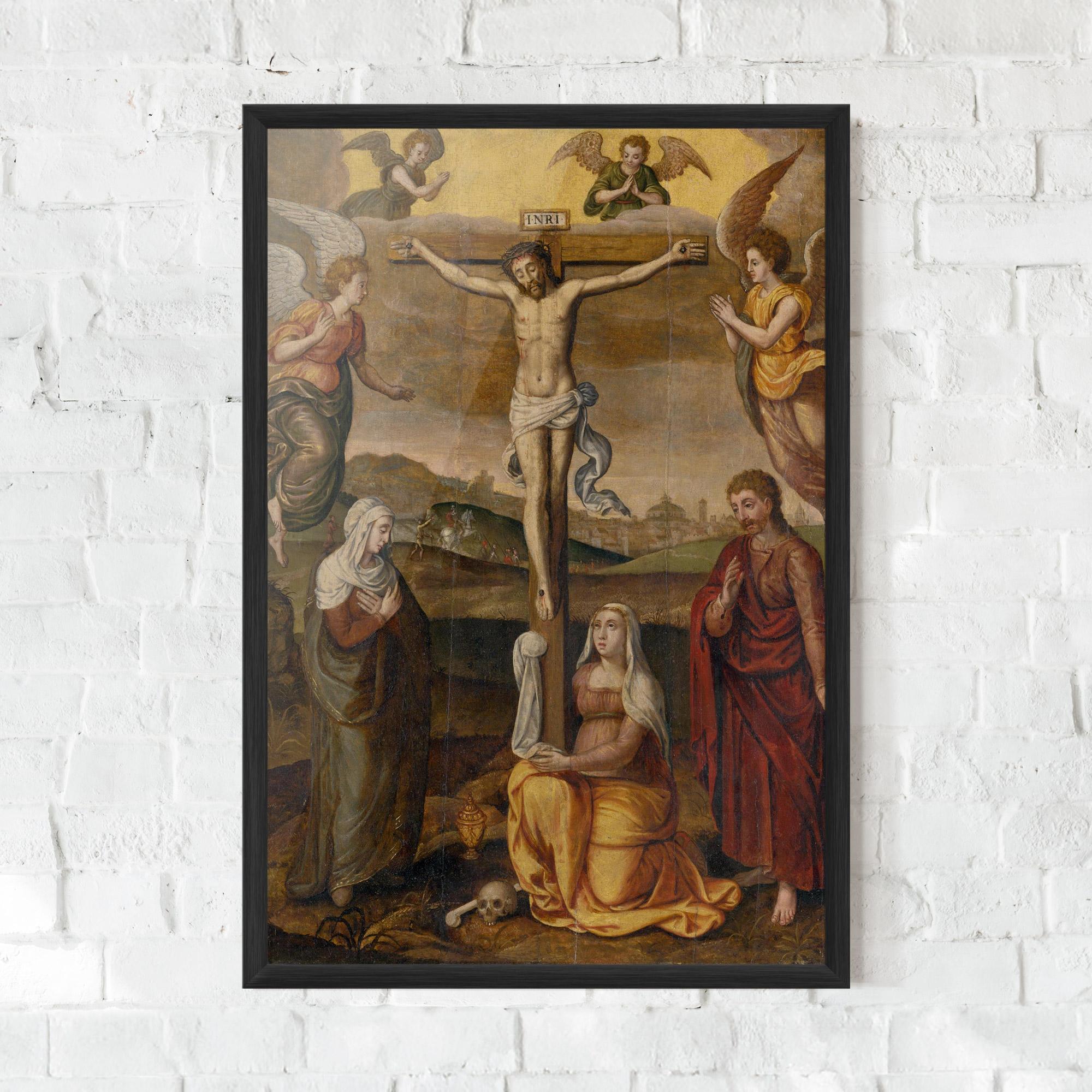 Keretezett Poszter Holding Cross Jesus mockup 0