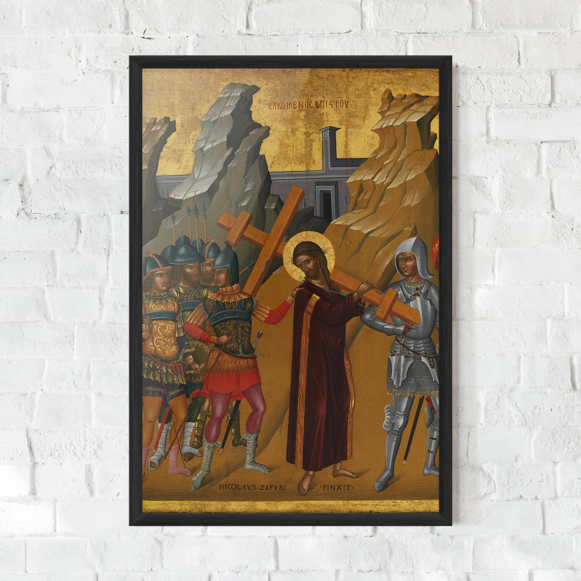 Keretezett Poszter Walking With Cross mockup 0