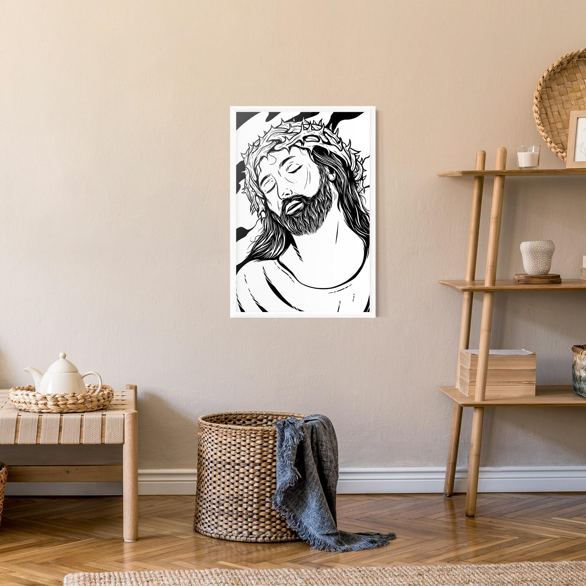 Keretezett Poszter Black White Jesus mockup 9