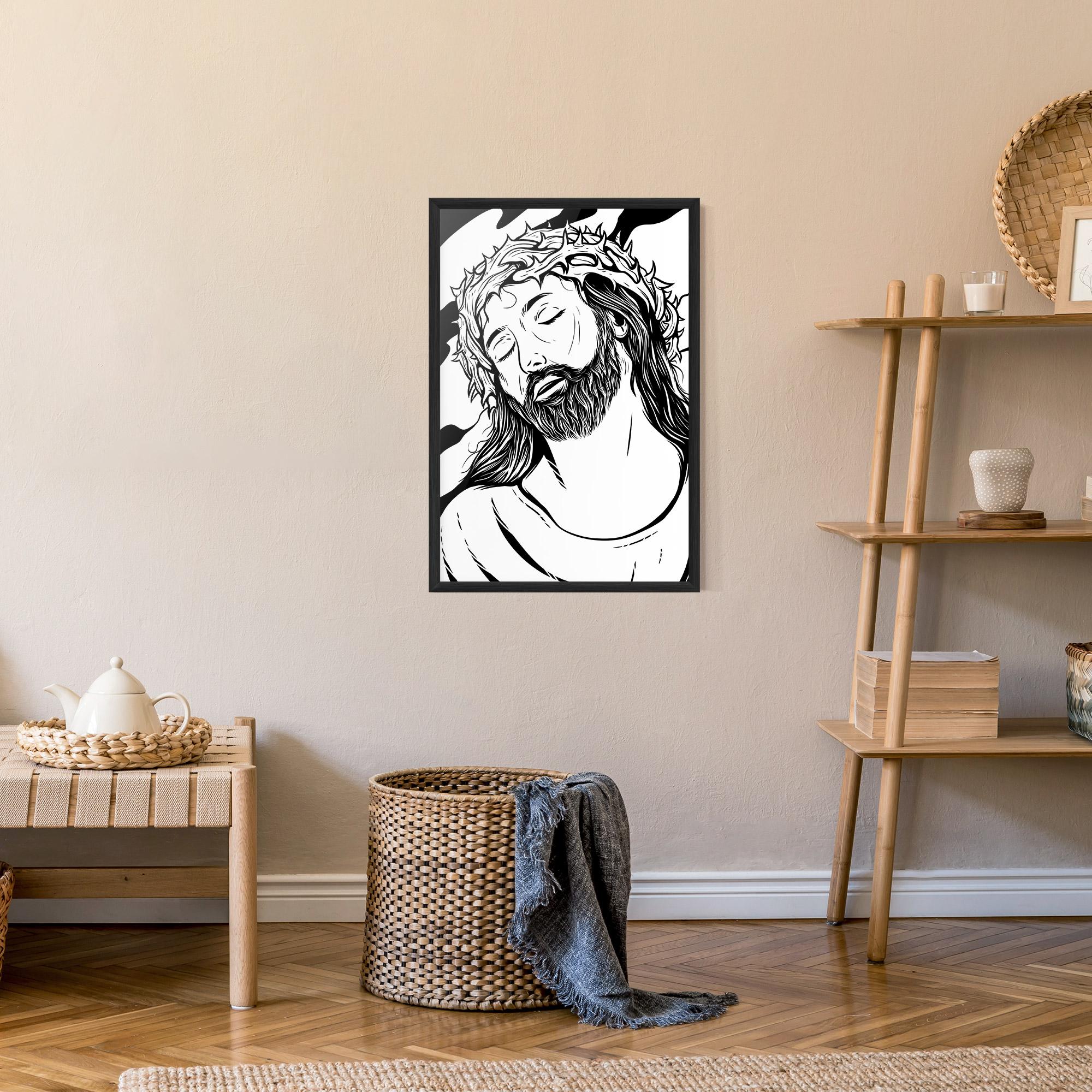 Keretezett Poszter Black White Jesus mockup 9