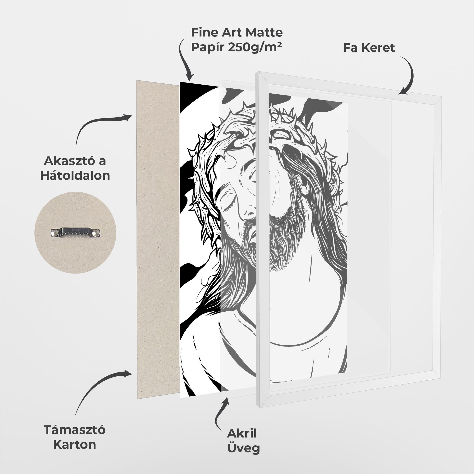 Keretezett Poszter Black White Jesus mockup 1