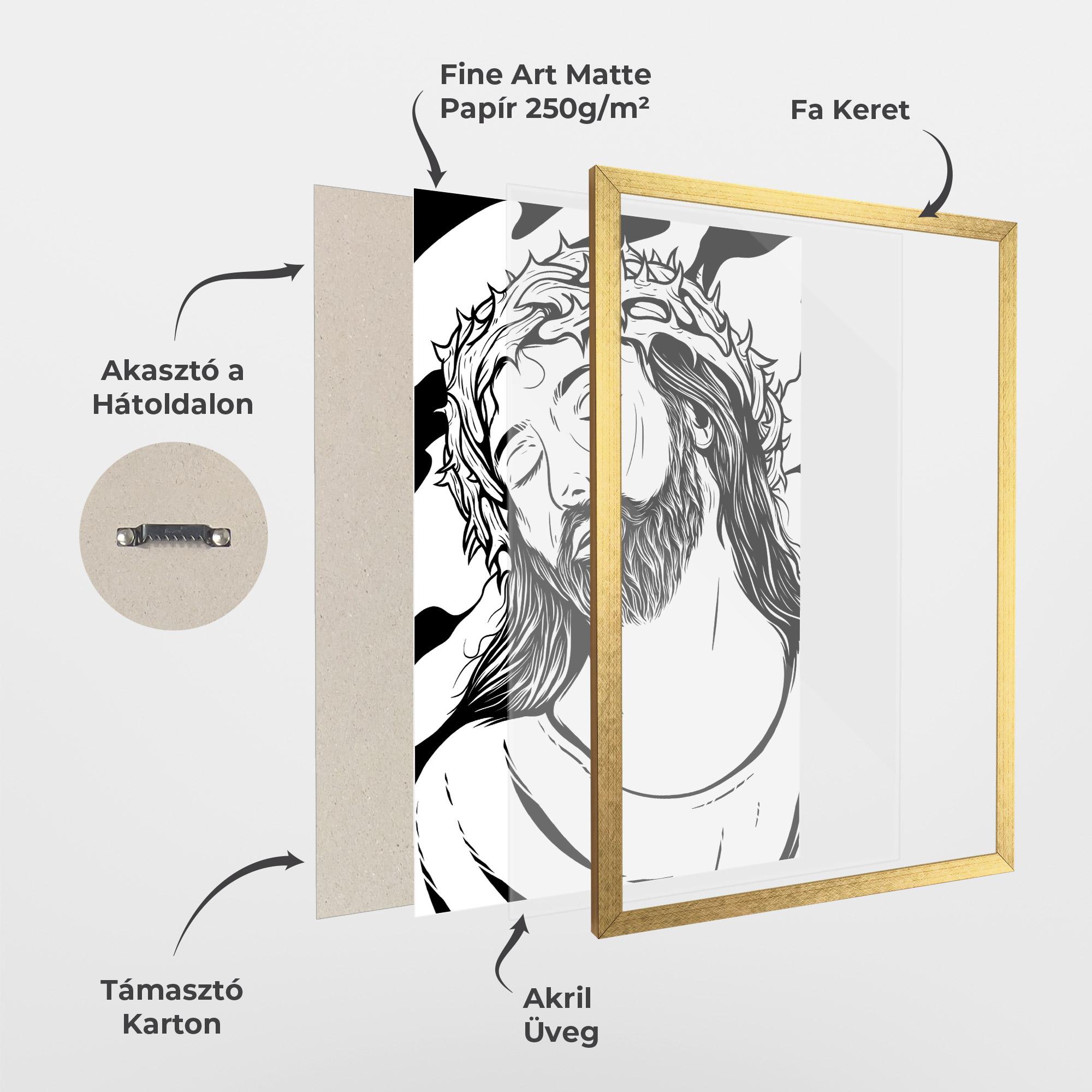 Keretezett Poszter Black White Jesus mockup 1