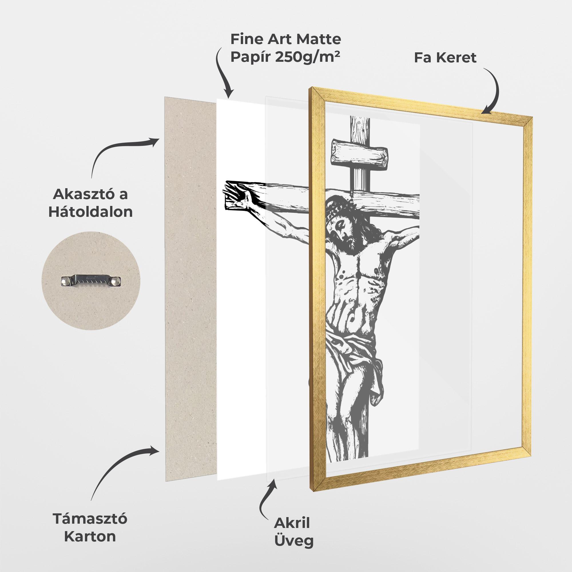 Keretezett Poszter Jesus Black Line mockup 1