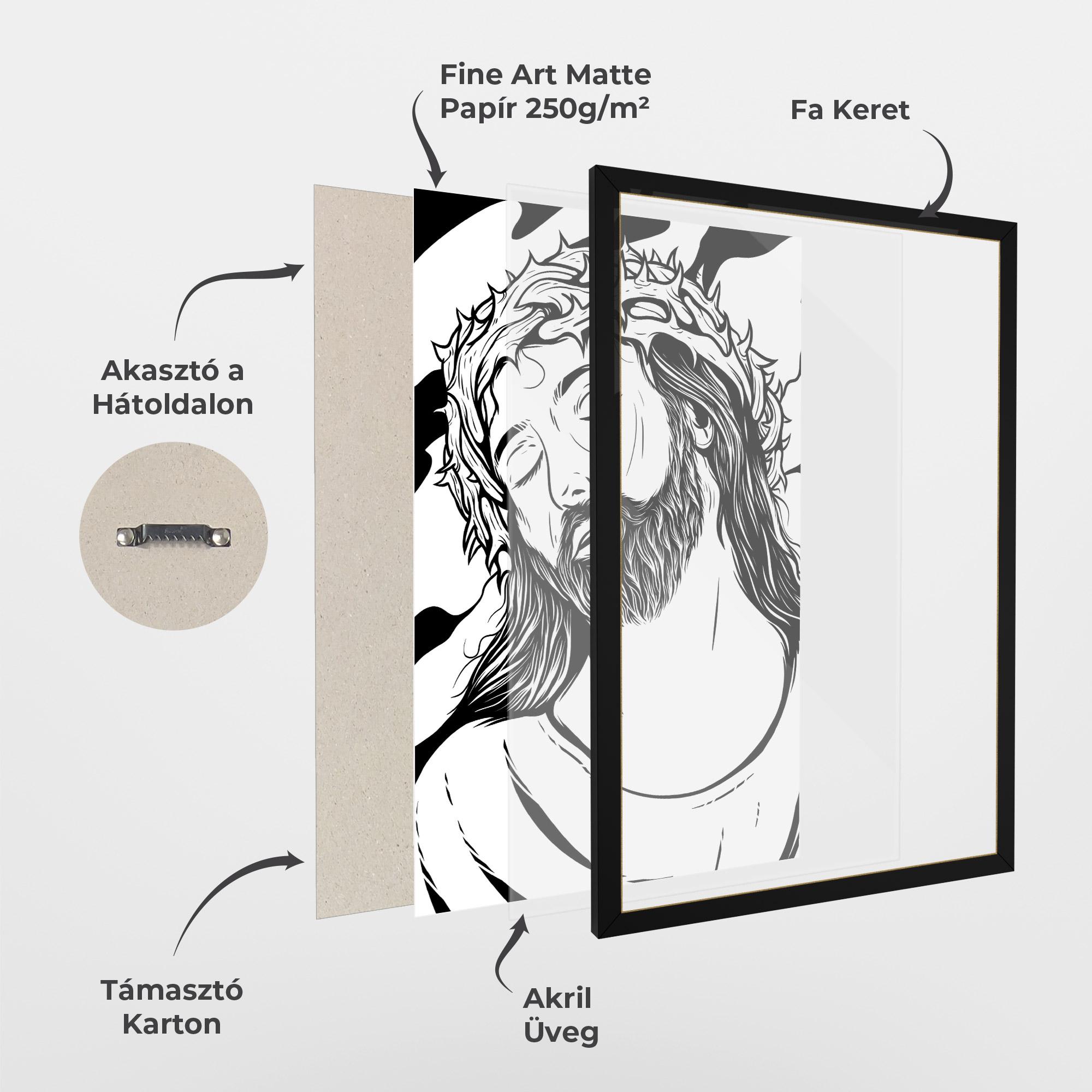 Keretezett Poszter Black White Jesus mockup 1