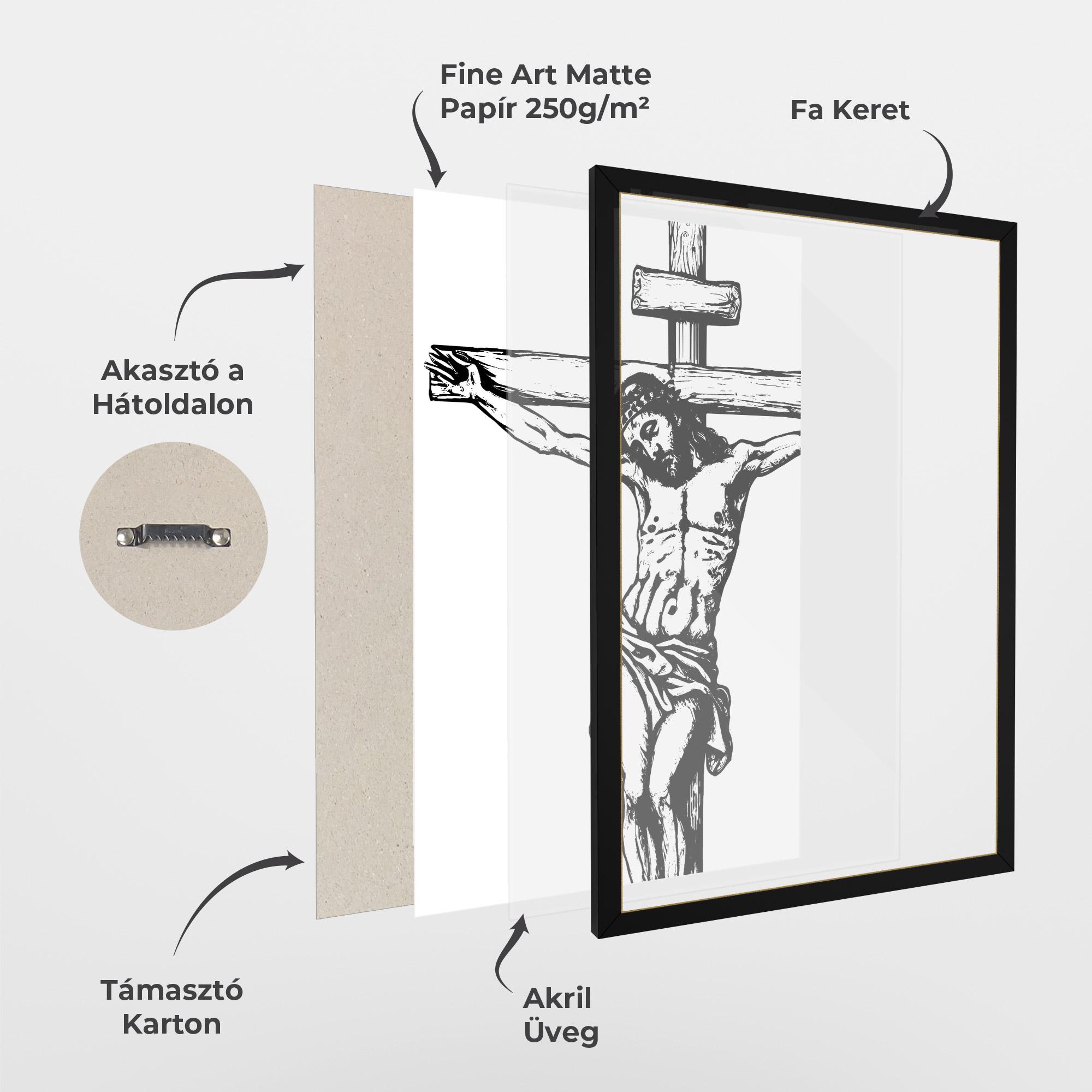 Keretezett Poszter Jesus Black Line mockup 1