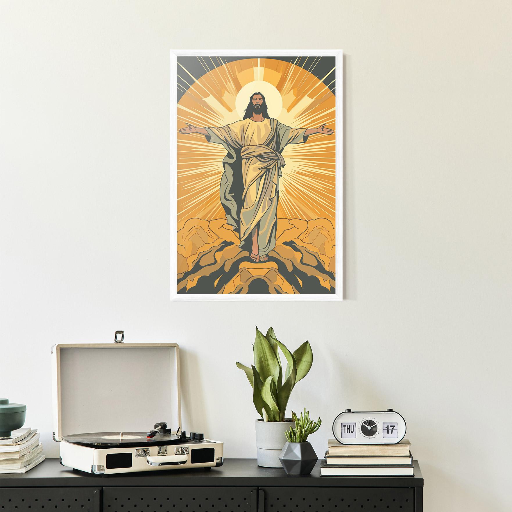Keretezett Poszter Sunset Jesus mockup 2
