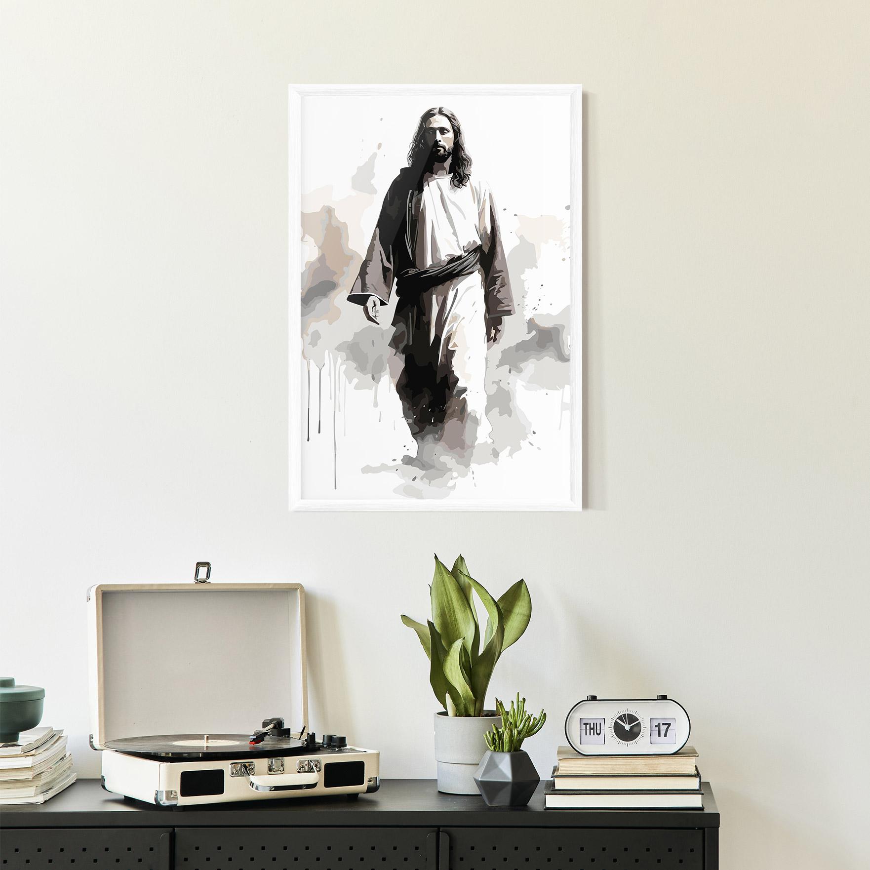 Keretezett Poszter Watercolor Jesus mockup 2