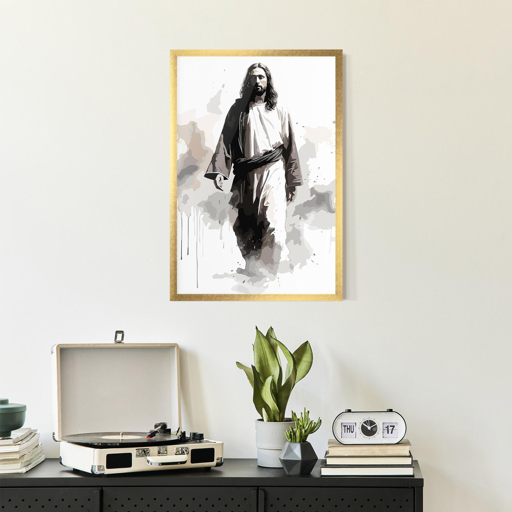 Keretezett Poszter Watercolor Jesus mockup 2