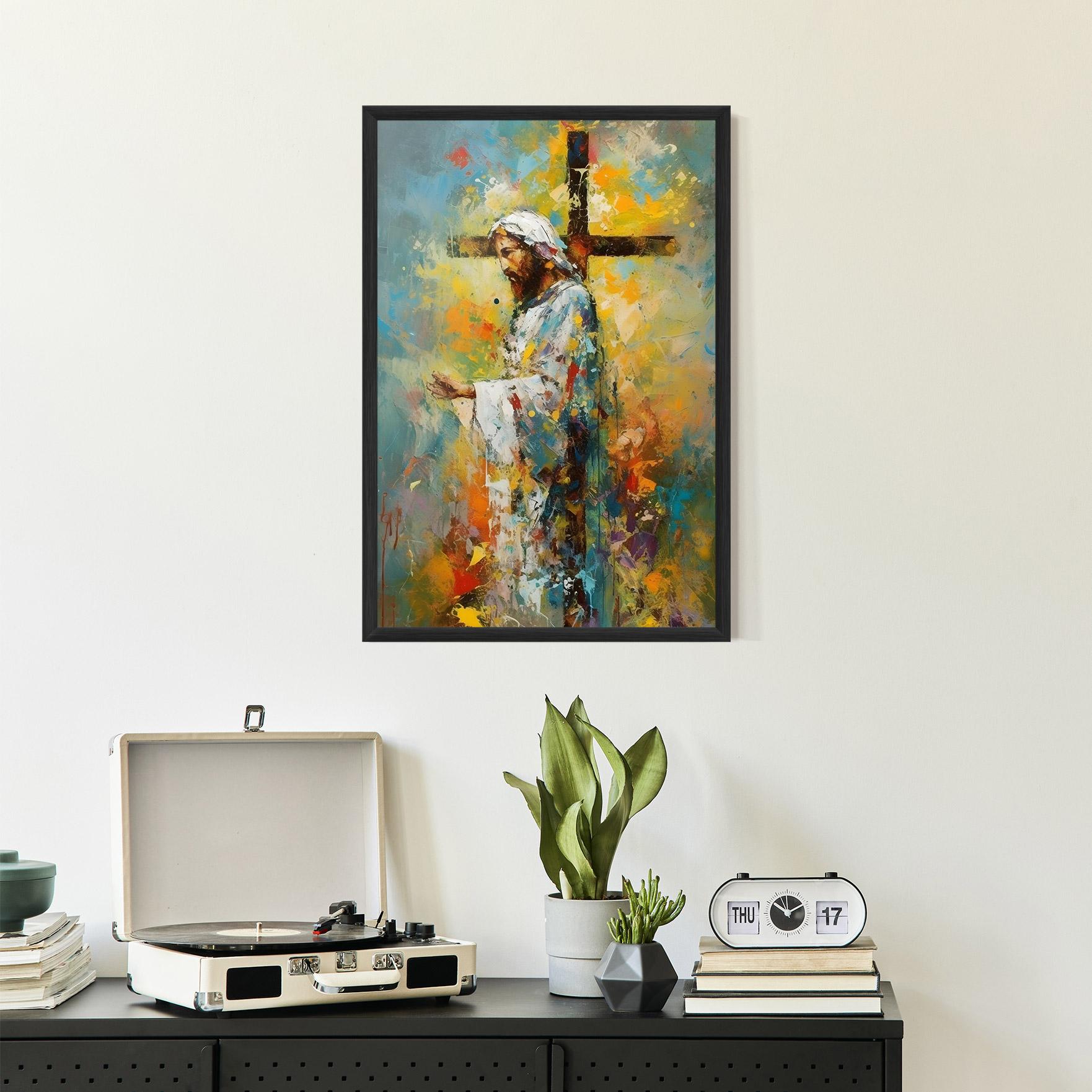 Keretezett Poszter Christ Art Painting mockup 2