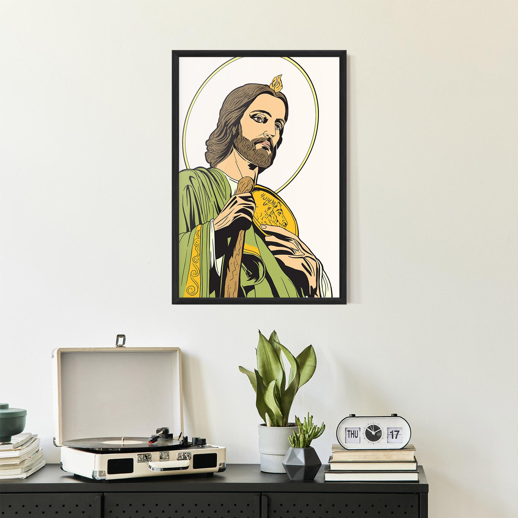 Keretezett Poszter Green Jesus mockup 2