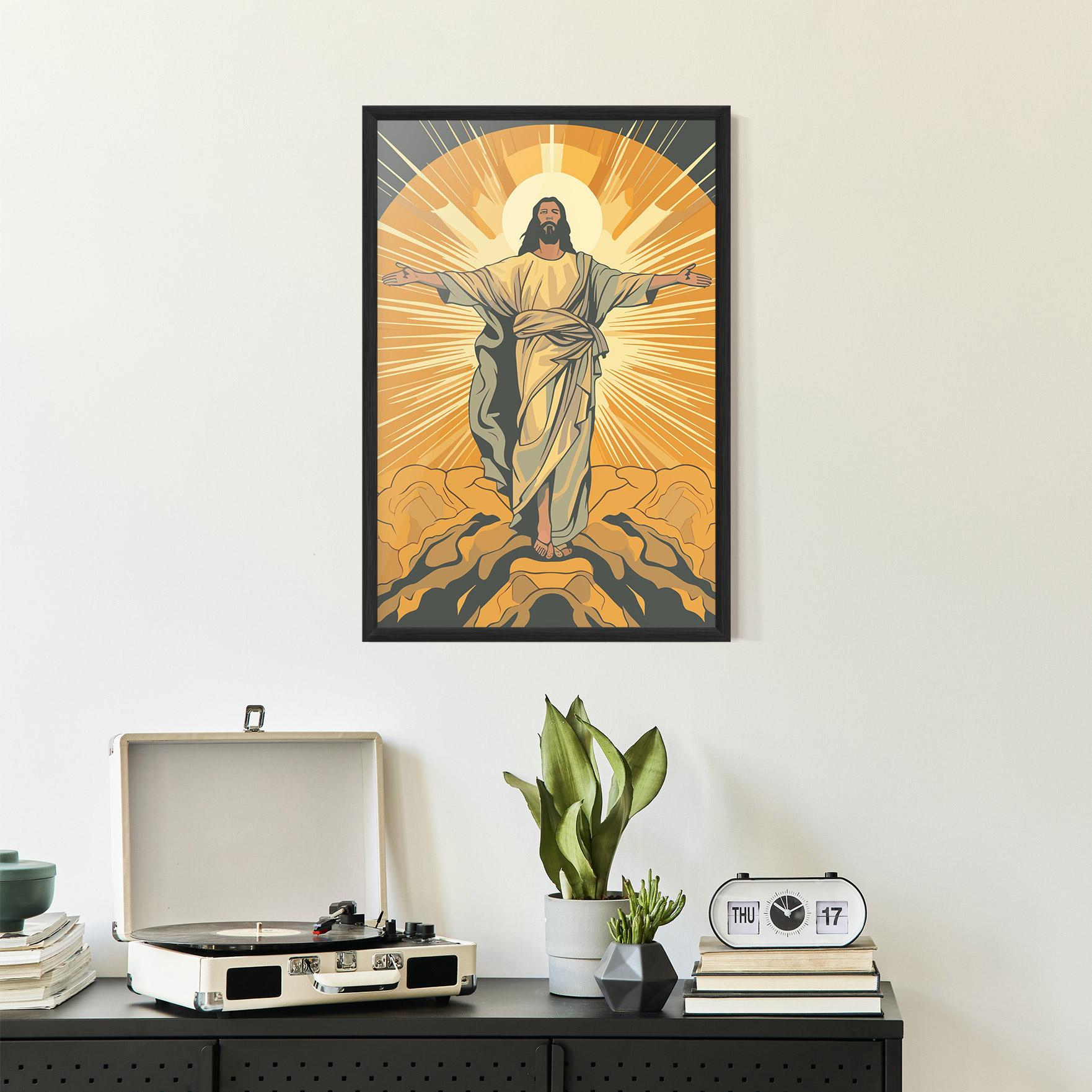 Keretezett Poszter Sunset Jesus mockup 2