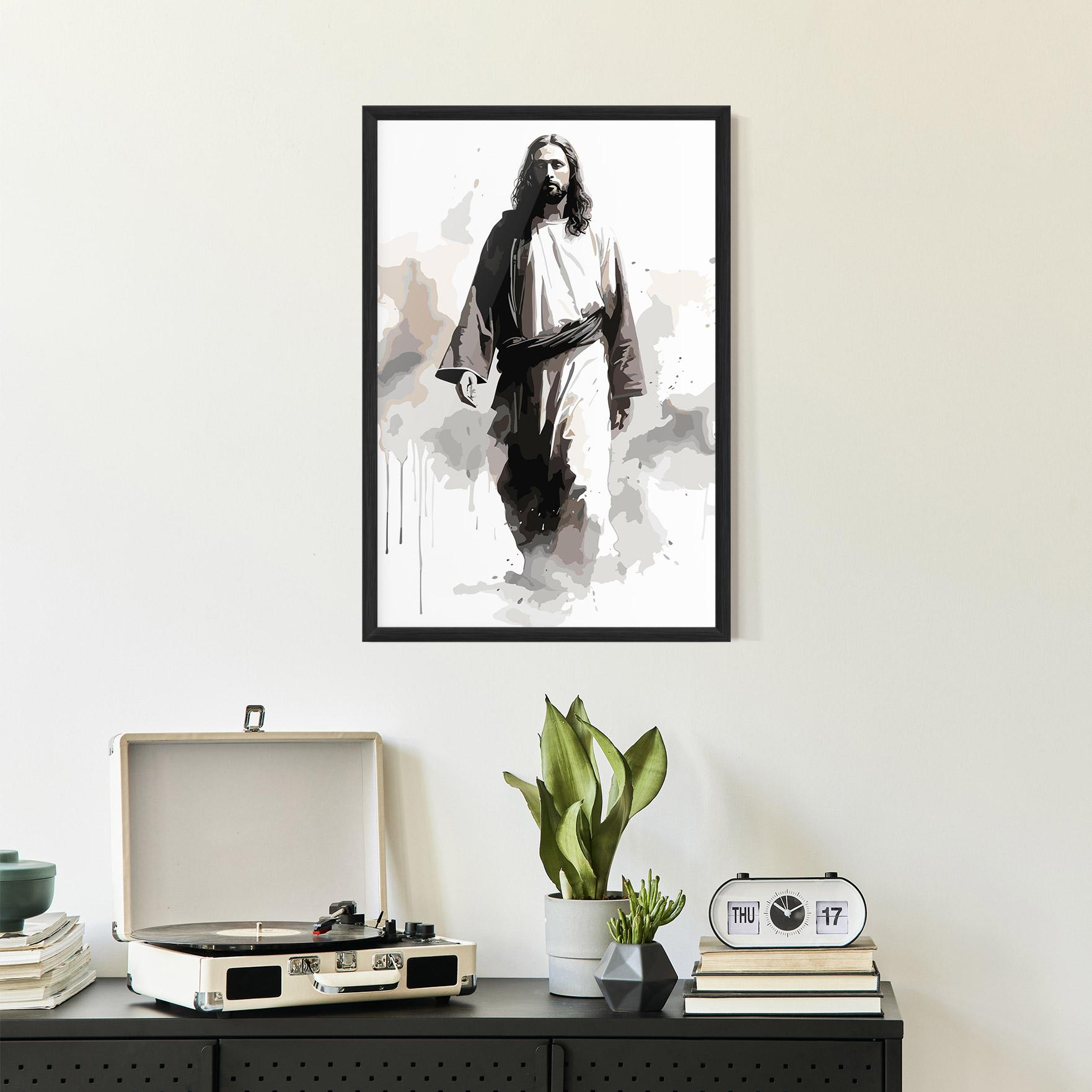 Keretezett Poszter Watercolor Jesus mockup 2