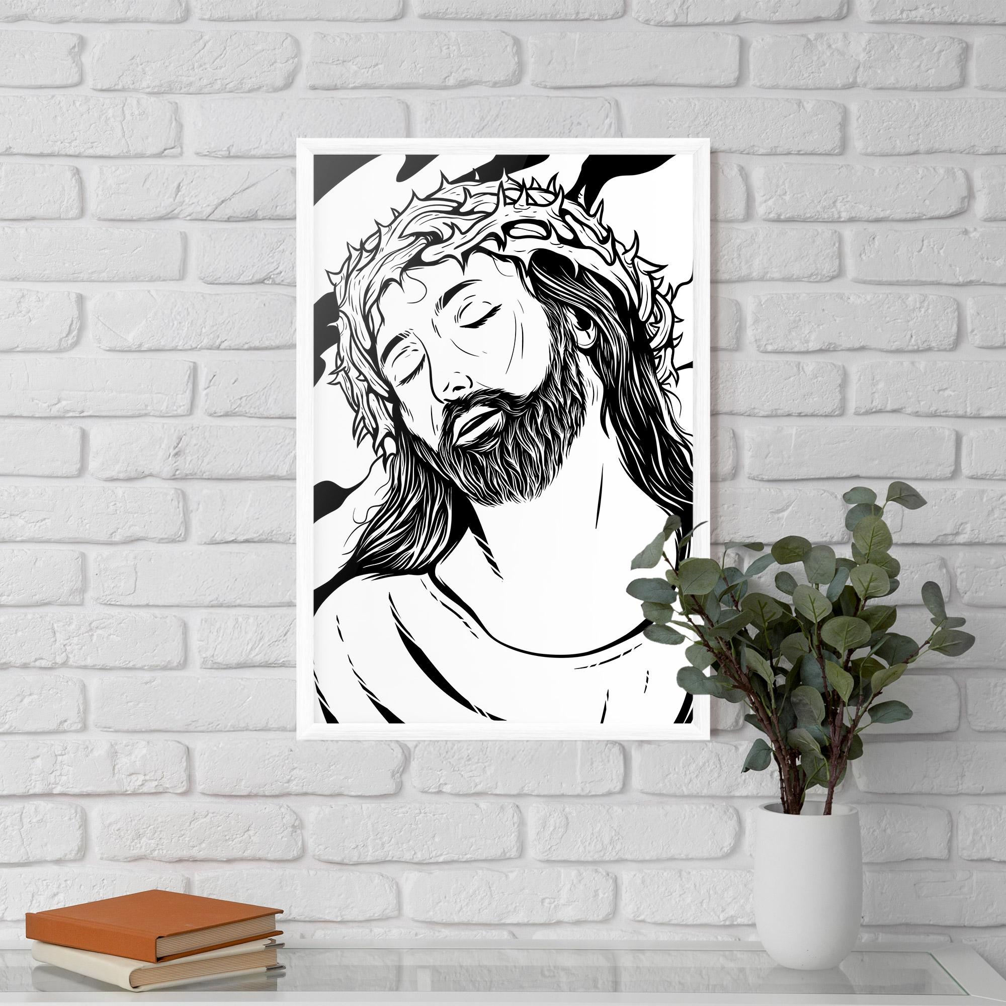 Keretezett Poszter Black White Jesus mockup 5