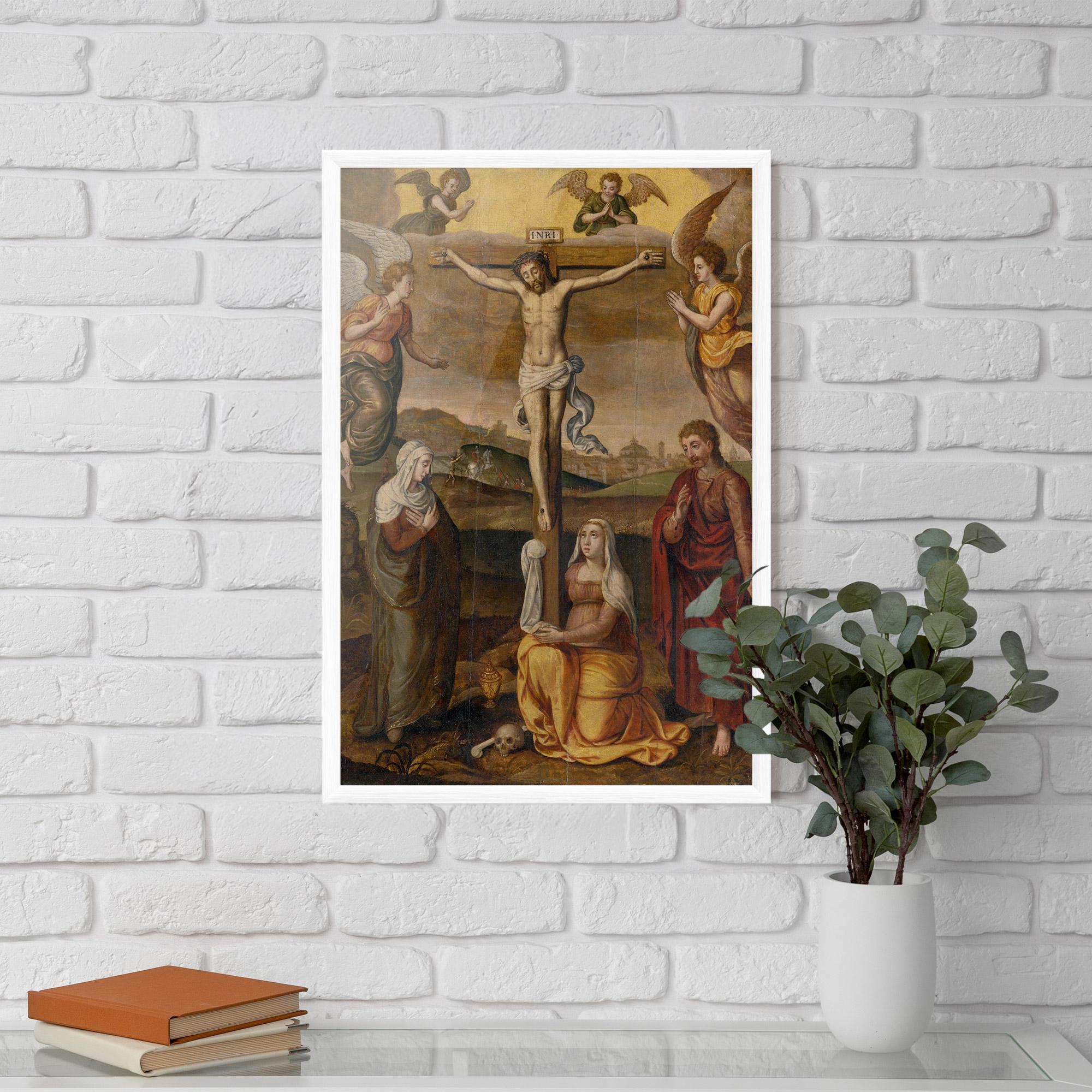 Keretezett Poszter Holding Cross Jesus mockup 5