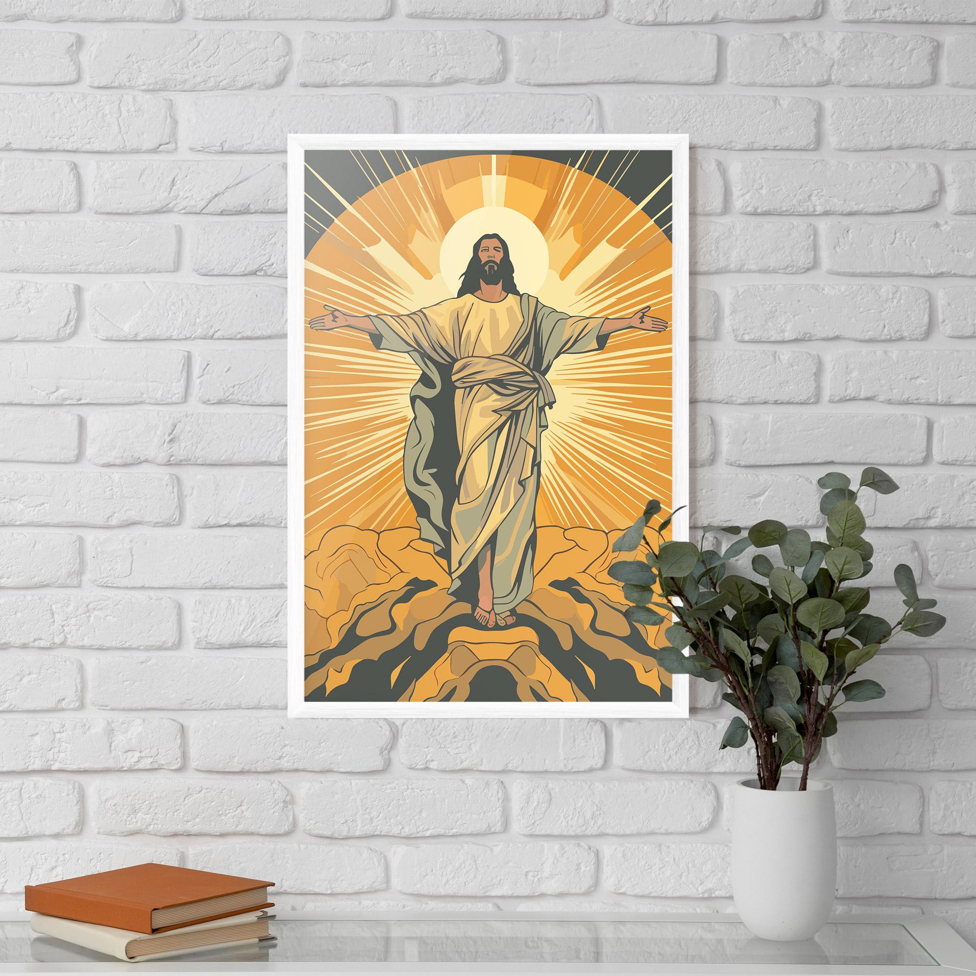 Keretezett Poszter Sunset Jesus mockup 5
