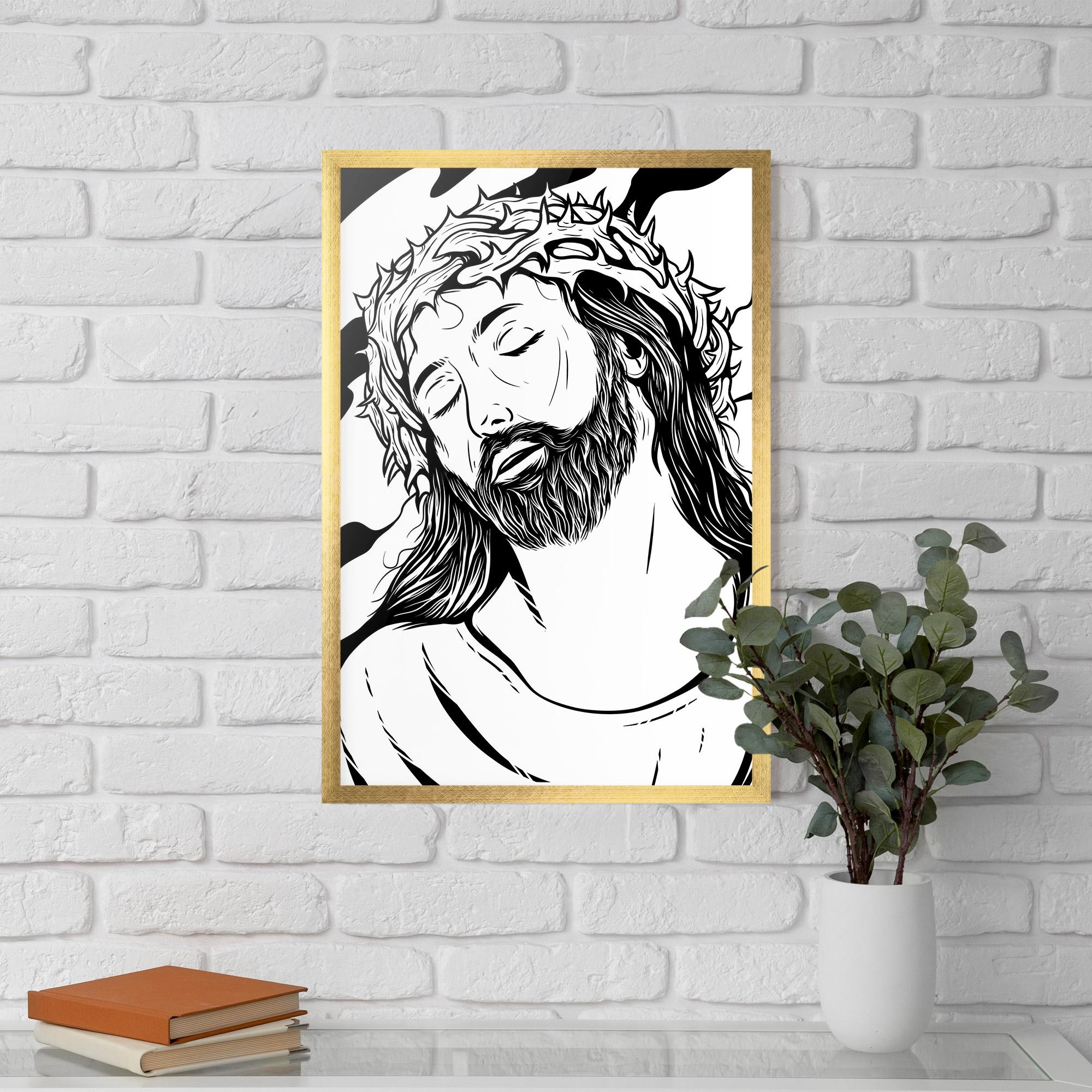 Keretezett Poszter Black White Jesus mockup 5