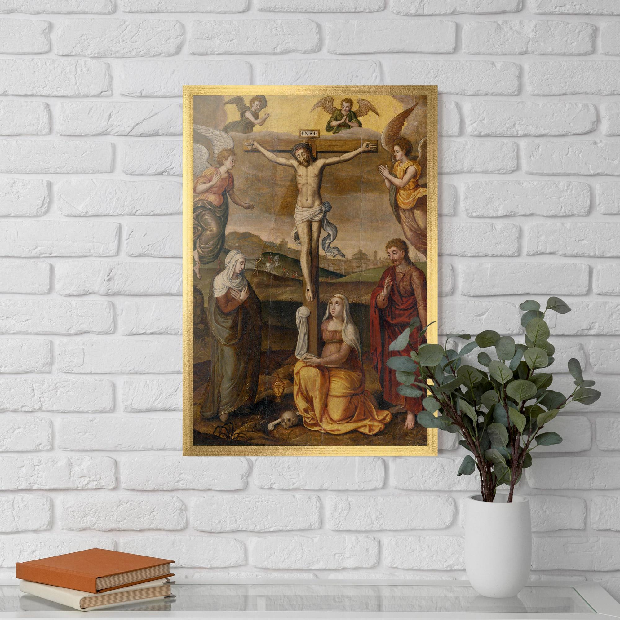 Keretezett Poszter Holding Cross Jesus mockup 5