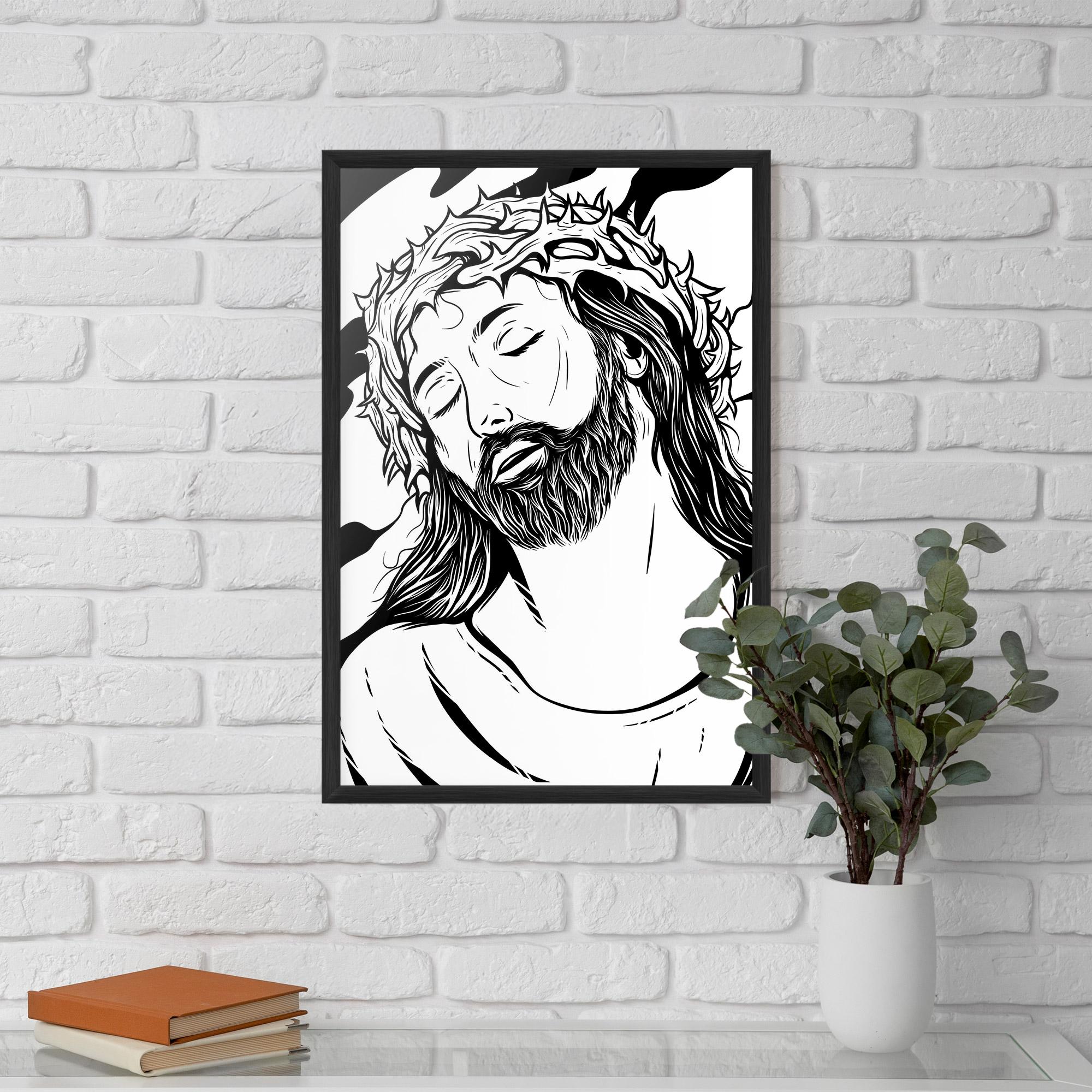 Keretezett Poszter Black White Jesus mockup 5