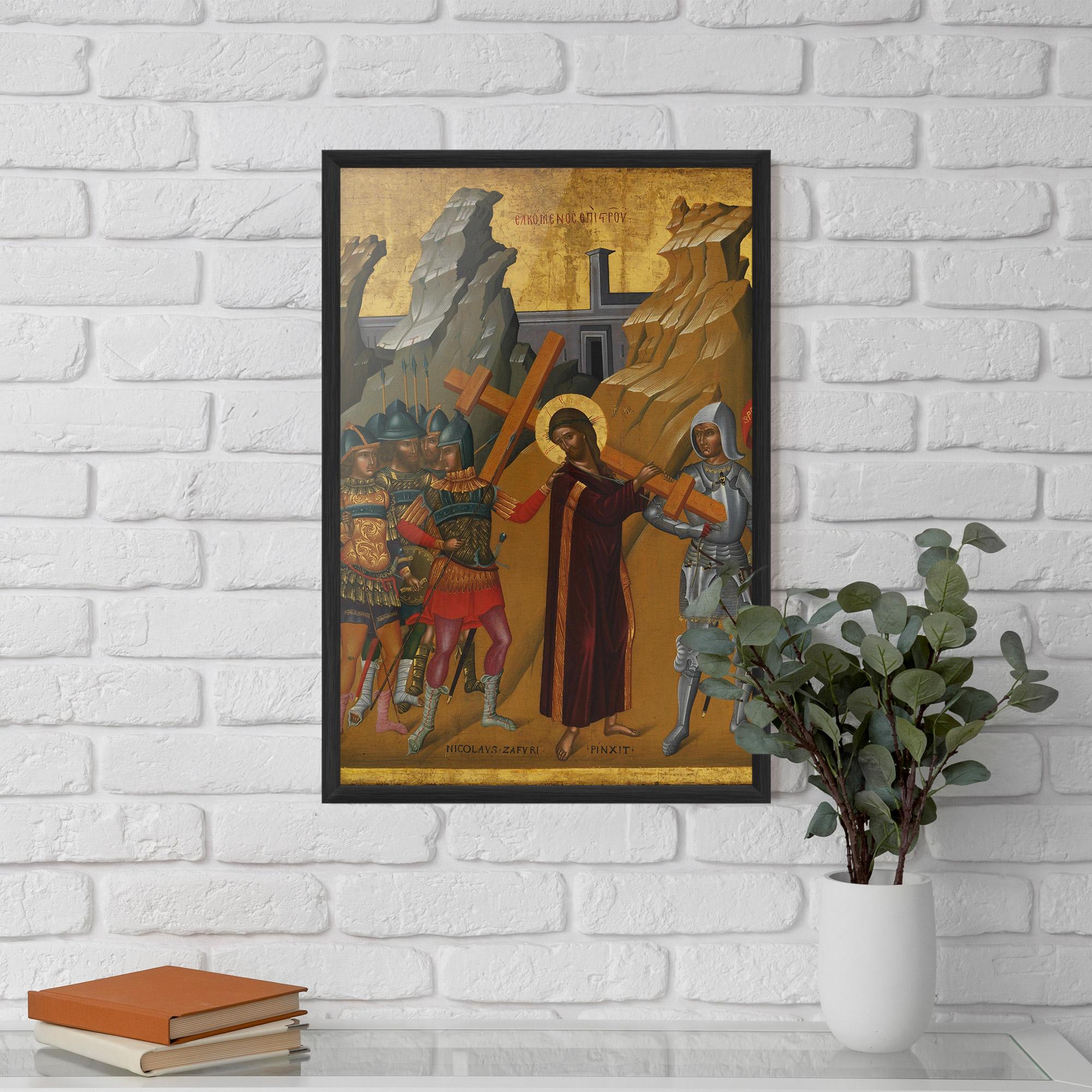 Keretezett Poszter Walking With Cross mockup 5