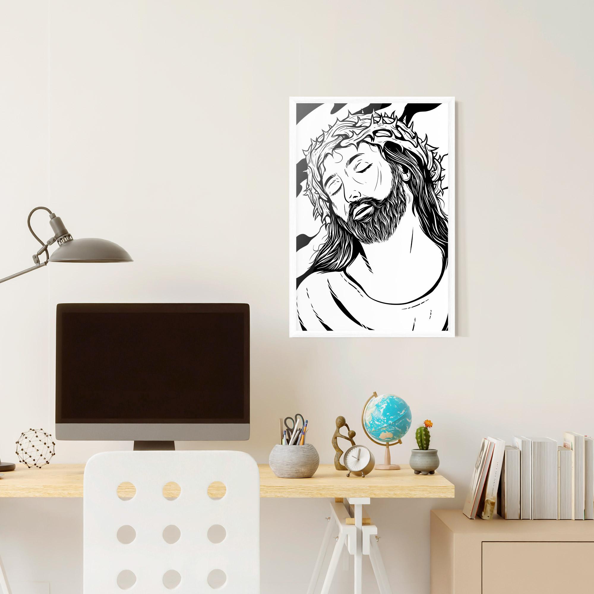 Keretezett Poszter Black White Jesus mockup 6