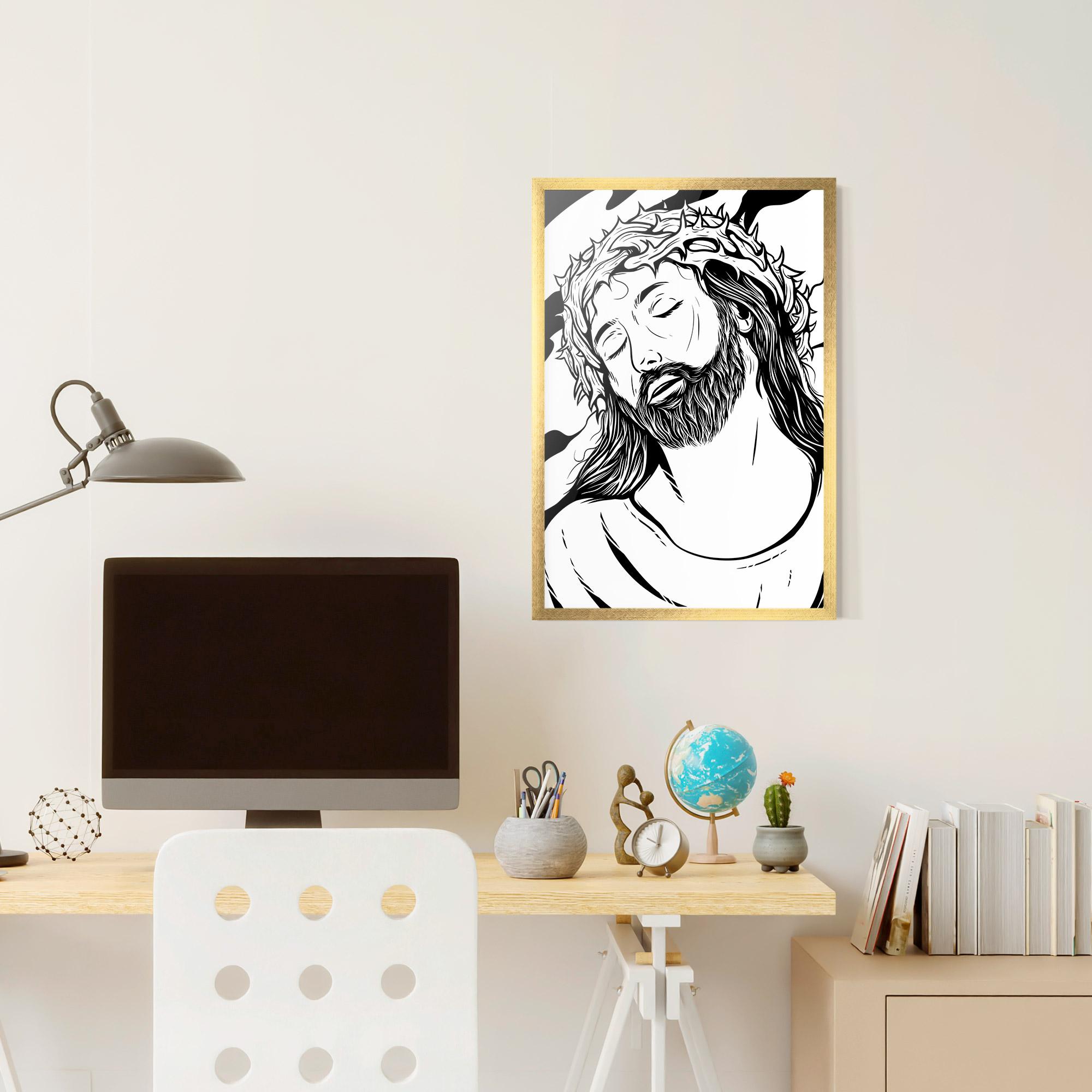 Keretezett Poszter Black White Jesus mockup 6