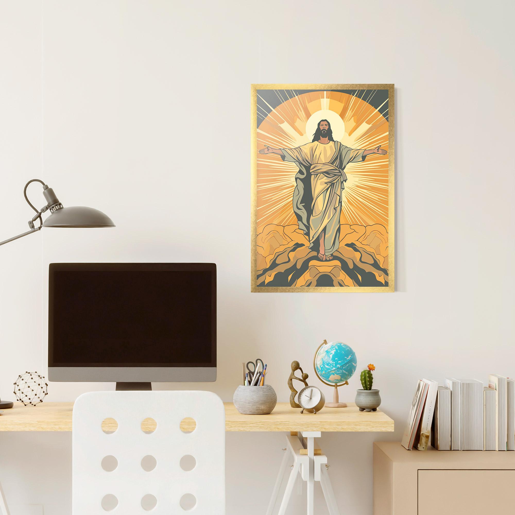 Keretezett Poszter Sunset Jesus mockup 6