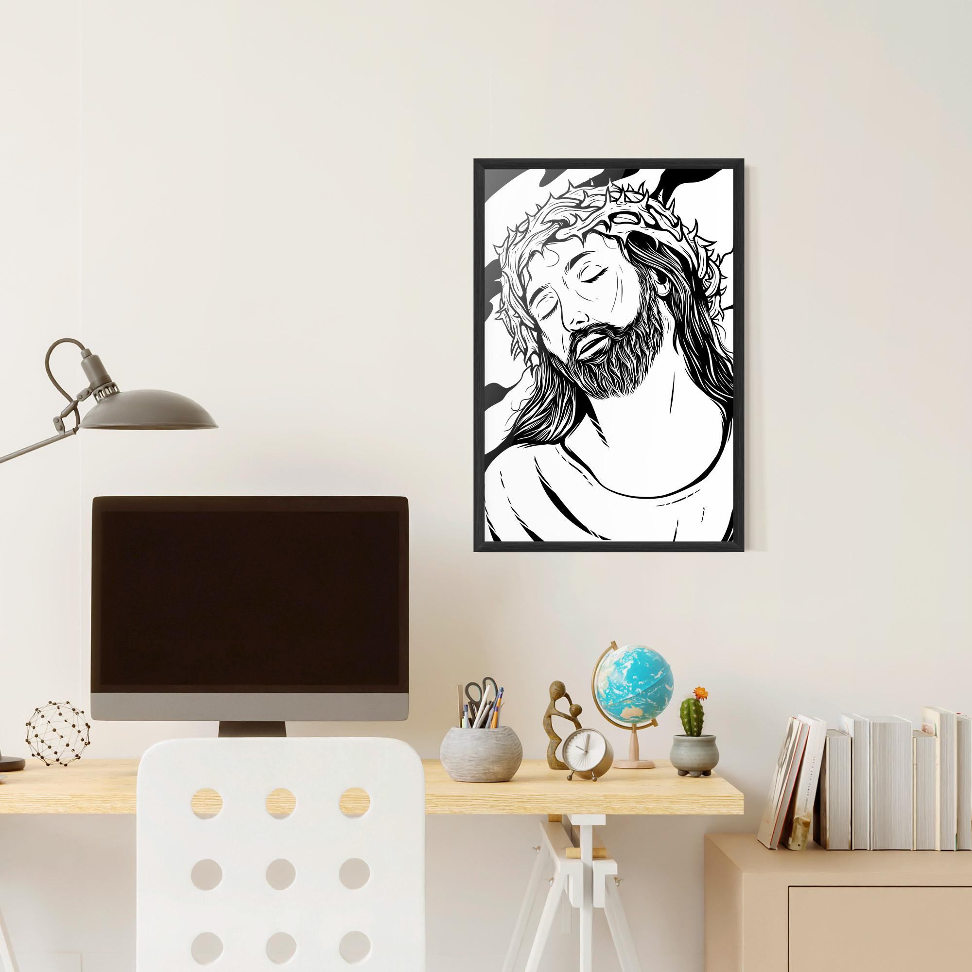 Keretezett Poszter Black White Jesus mockup 6