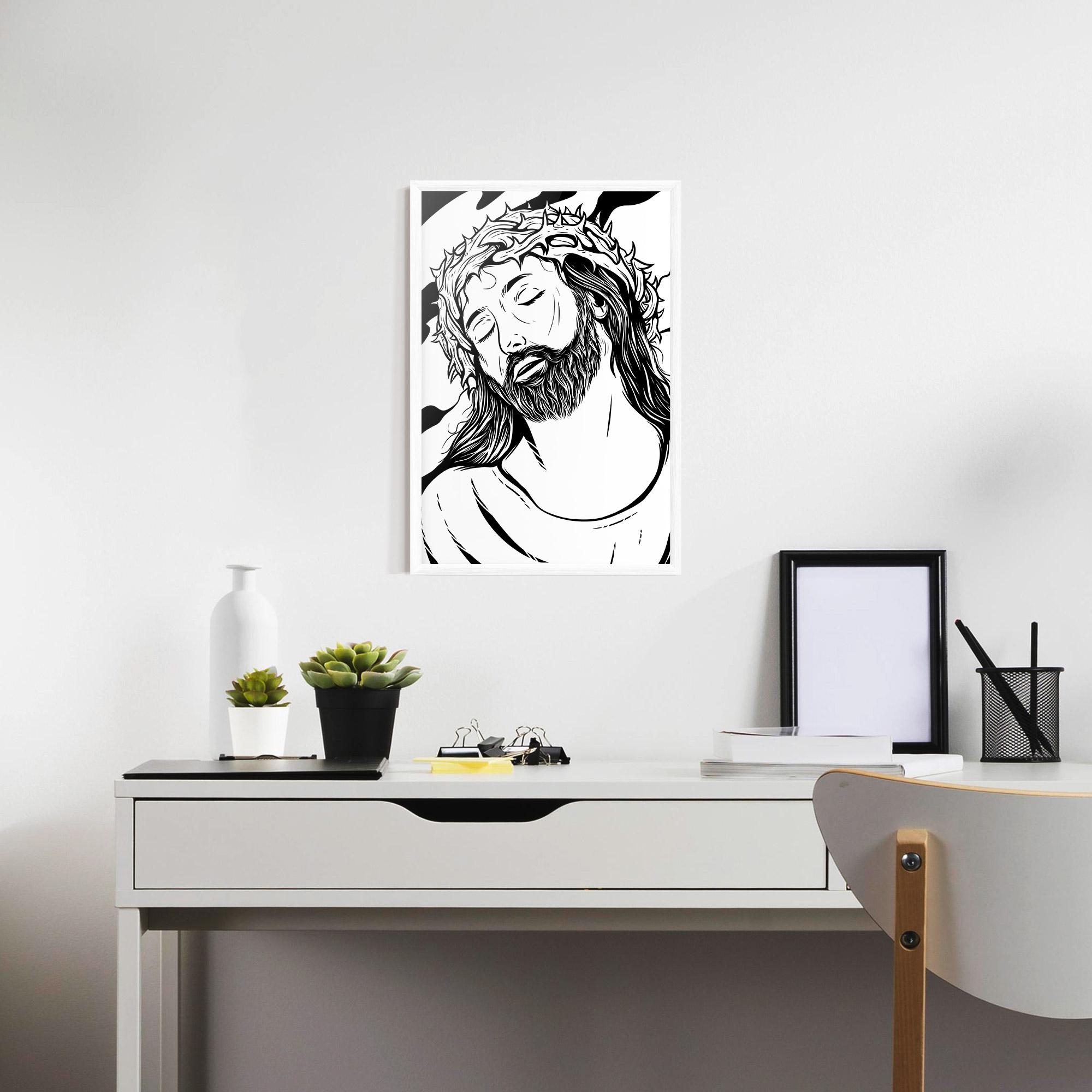 Keretezett Poszter Black White Jesus mockup 7