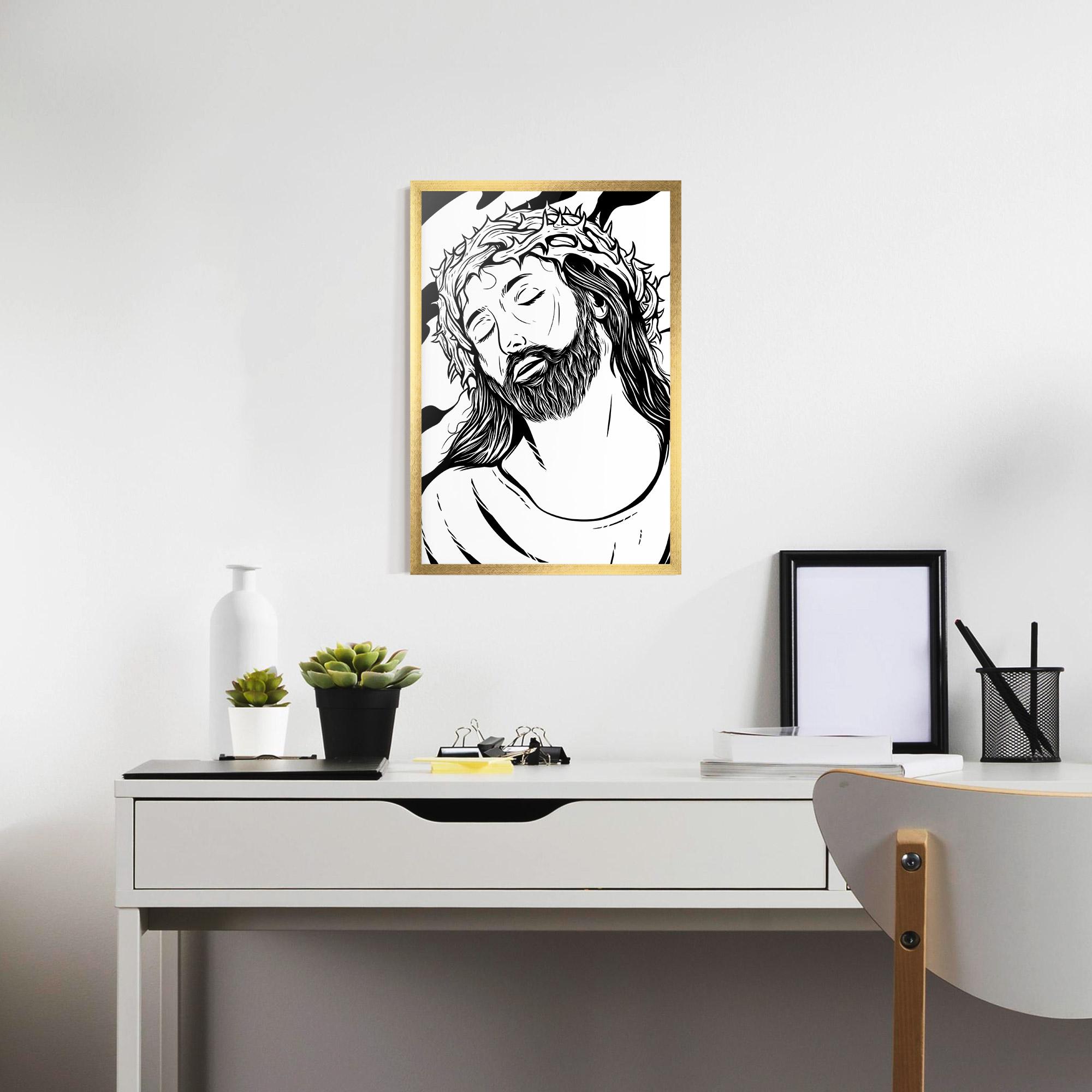 Keretezett Poszter Black White Jesus mockup 7